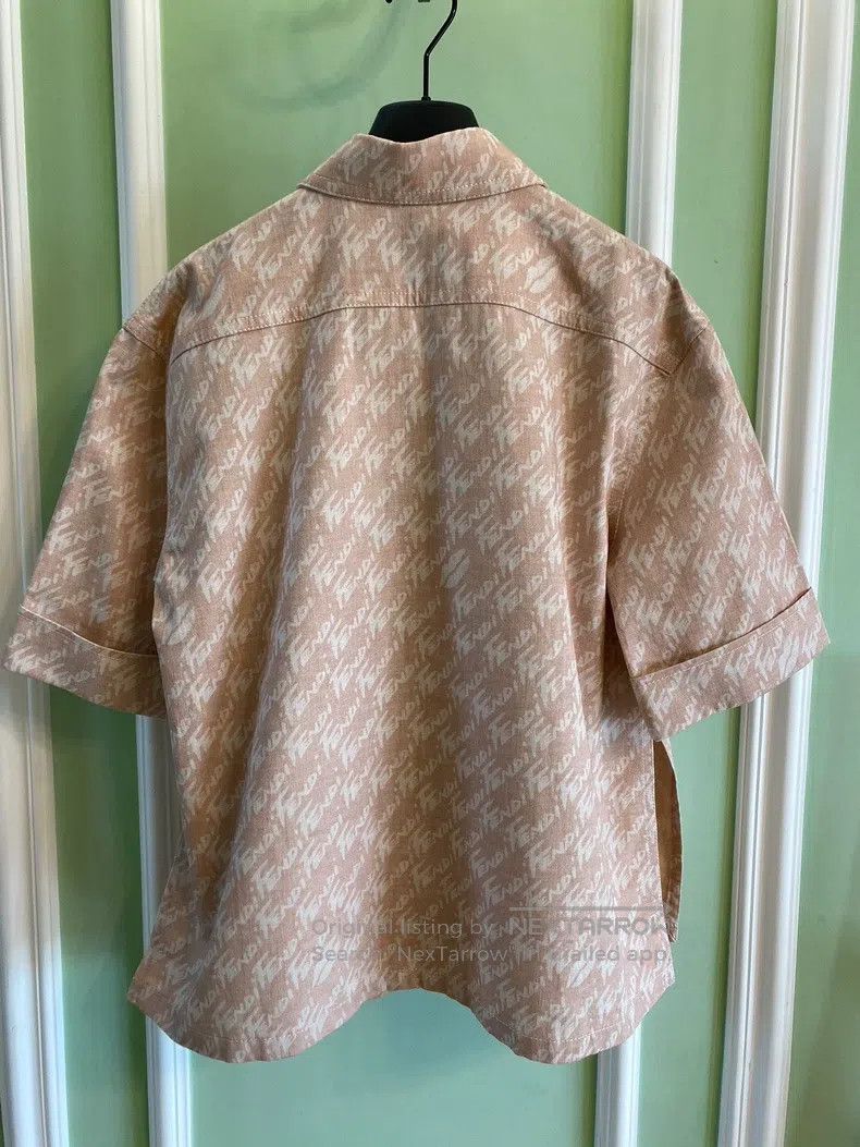 Fendi Fendi All-Over Printed Logo Denim Short Sleeve Shirt Size XS / US 0-2 / IT 36-38 - 4 Thumbnail
