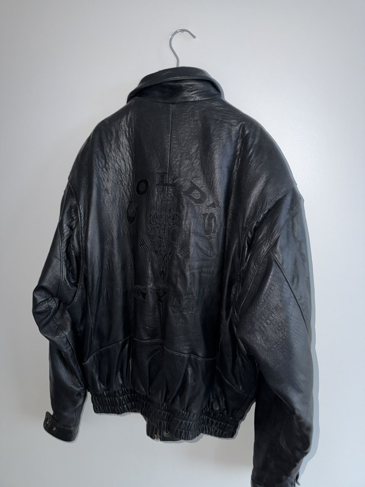 Vintage *RARE* GOLD’S GYM 90s BOMBER LEATHER JACKET BODYBUILDING Size US L / EU 52-54 / 3 - 14 Thumbnail