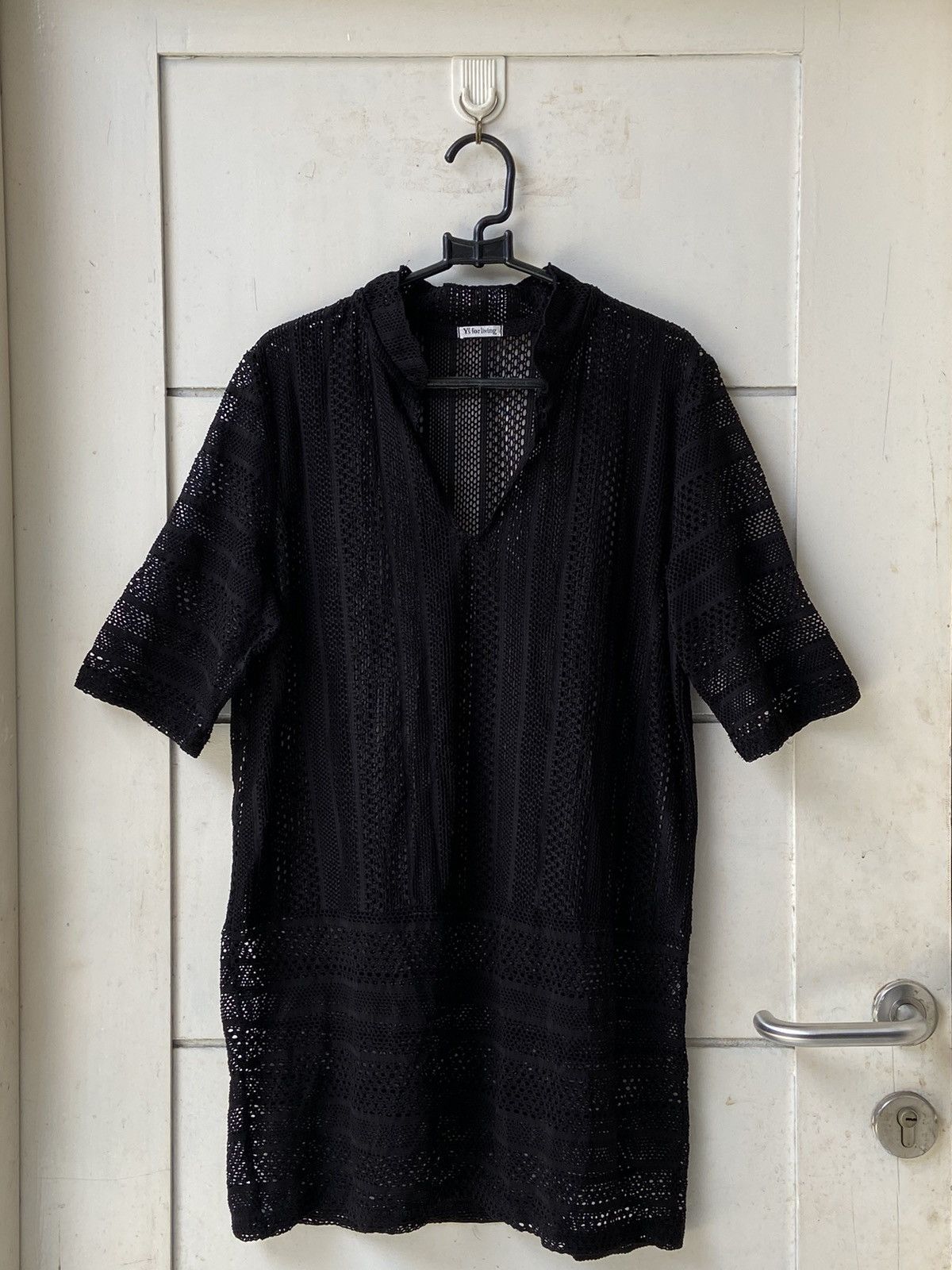 image of Yohji Yamamoto x YS Y’S For Living Black Mesh T-Shirt, Men's (Size Small)