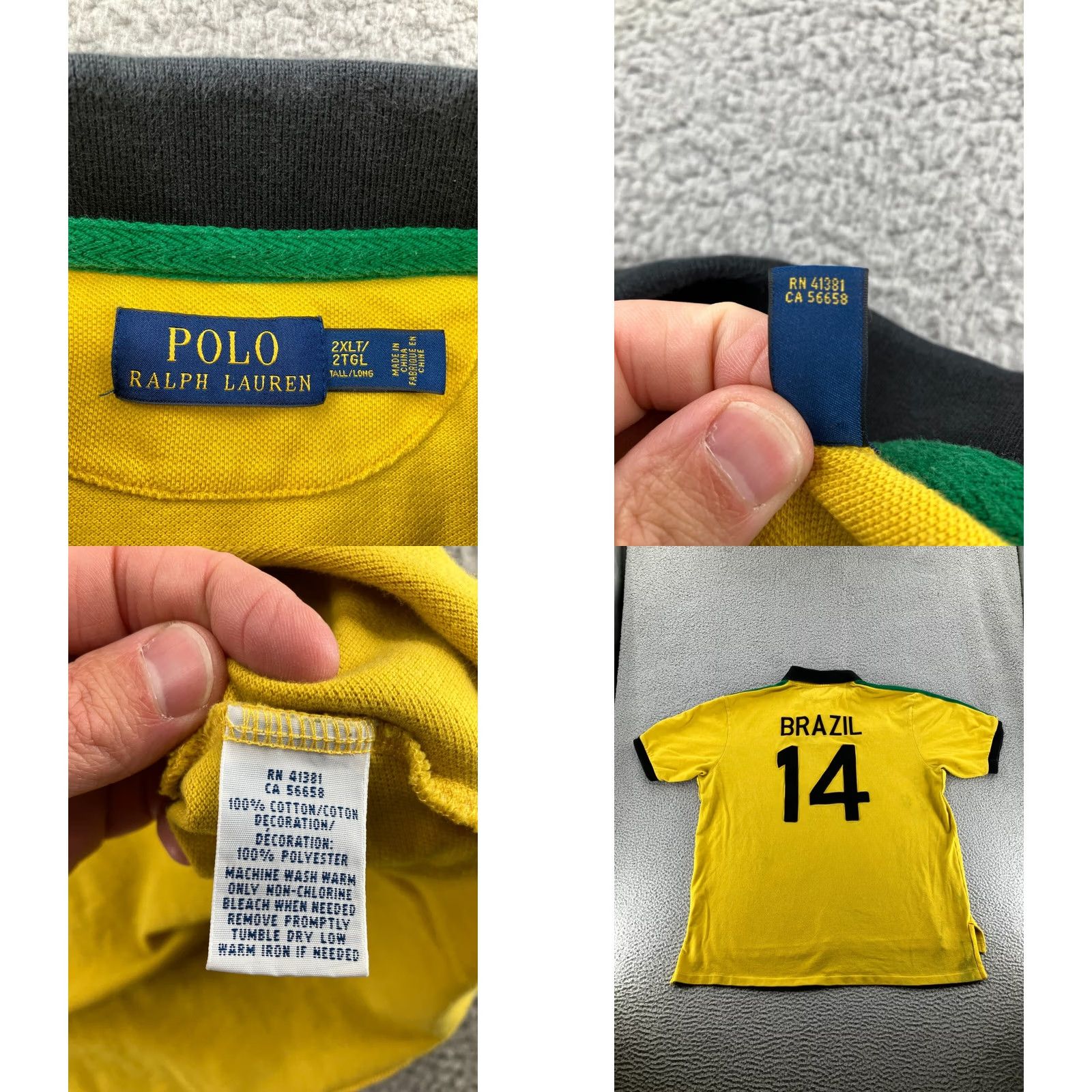 Polo Ralph Lauren Polo Ralph Lauren Shirt Mens 2XLT Yellow Polo World Cup Olympic BRAZIL 14 RARE Size US XXL / EU 58 / 5 - 9 Thumbnail