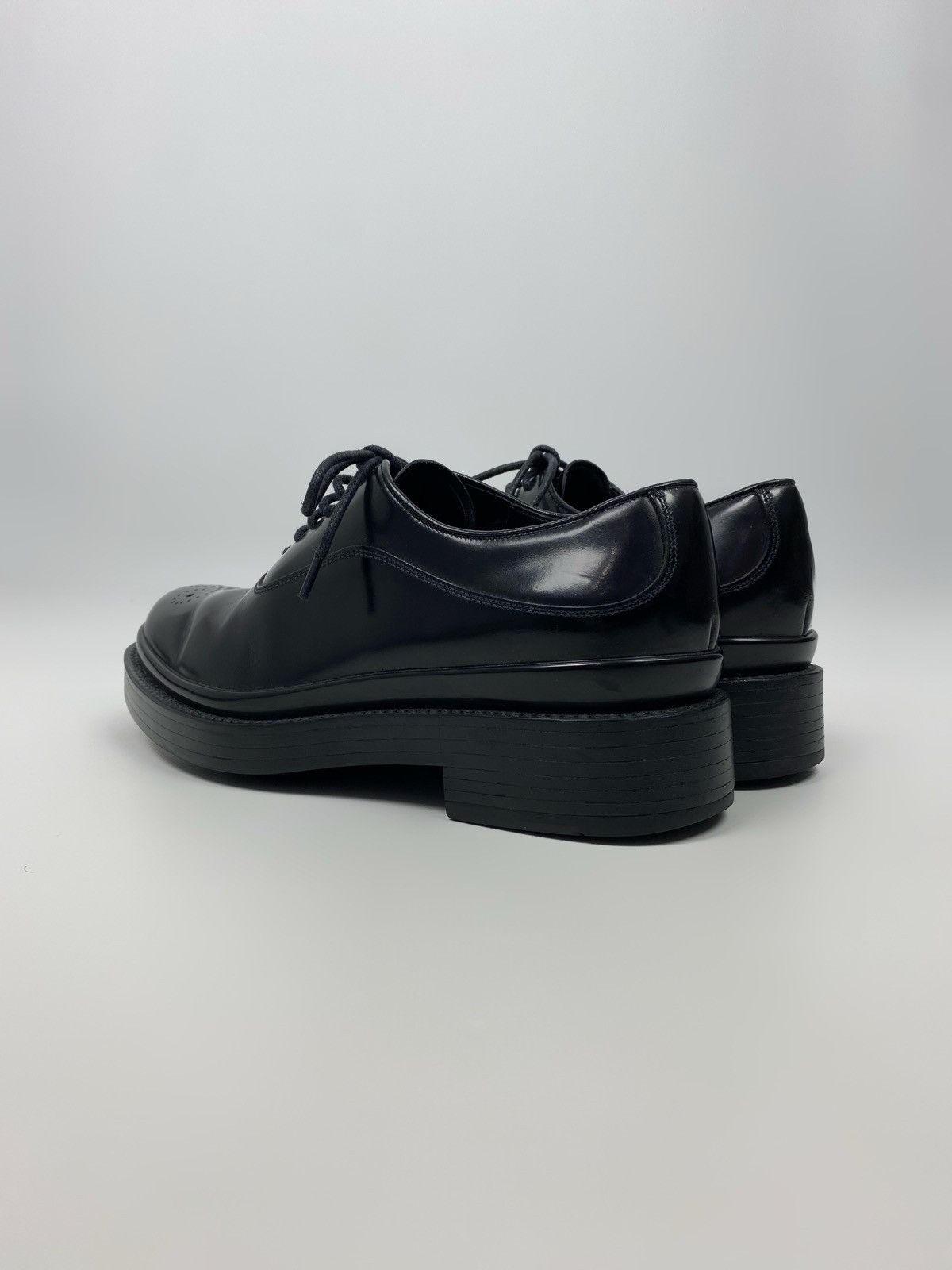 Prada Prada Black Brushed Leather Oxford Shoes Size US 7 / EU 40 - 4 Thumbnail
