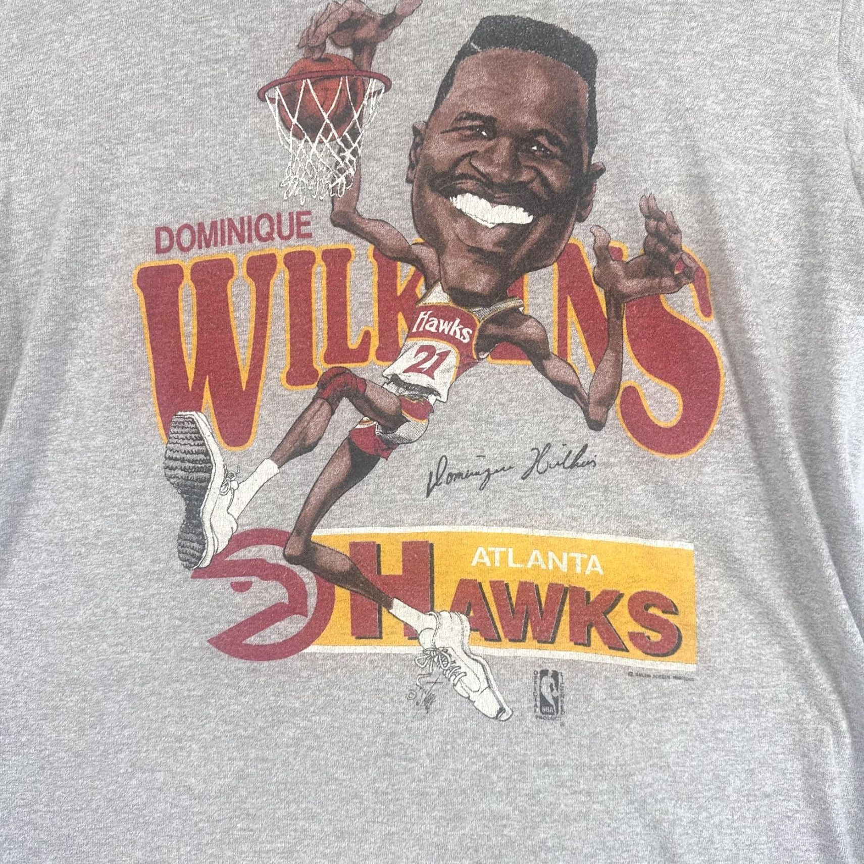 Vintage VINTAGE Dominique Wilkins Atlanta Hawks Big Head Graphic Mens XS Salem 80s/90s Shirt Small? Size US XS / EU 42 / 0 - 6 Thumbnail