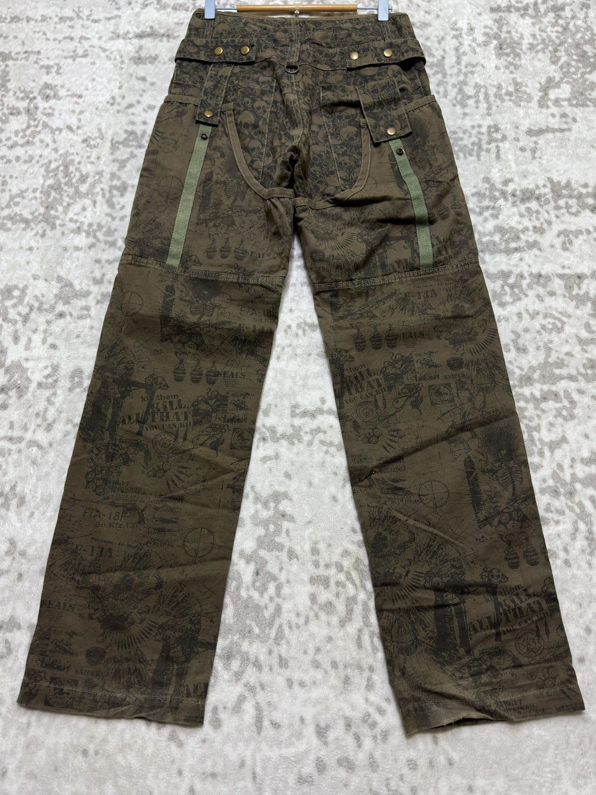 Vintage Risefire Designer Technical Dept Overprint Bondage Pant Size US 29 - 11 Thumbnail