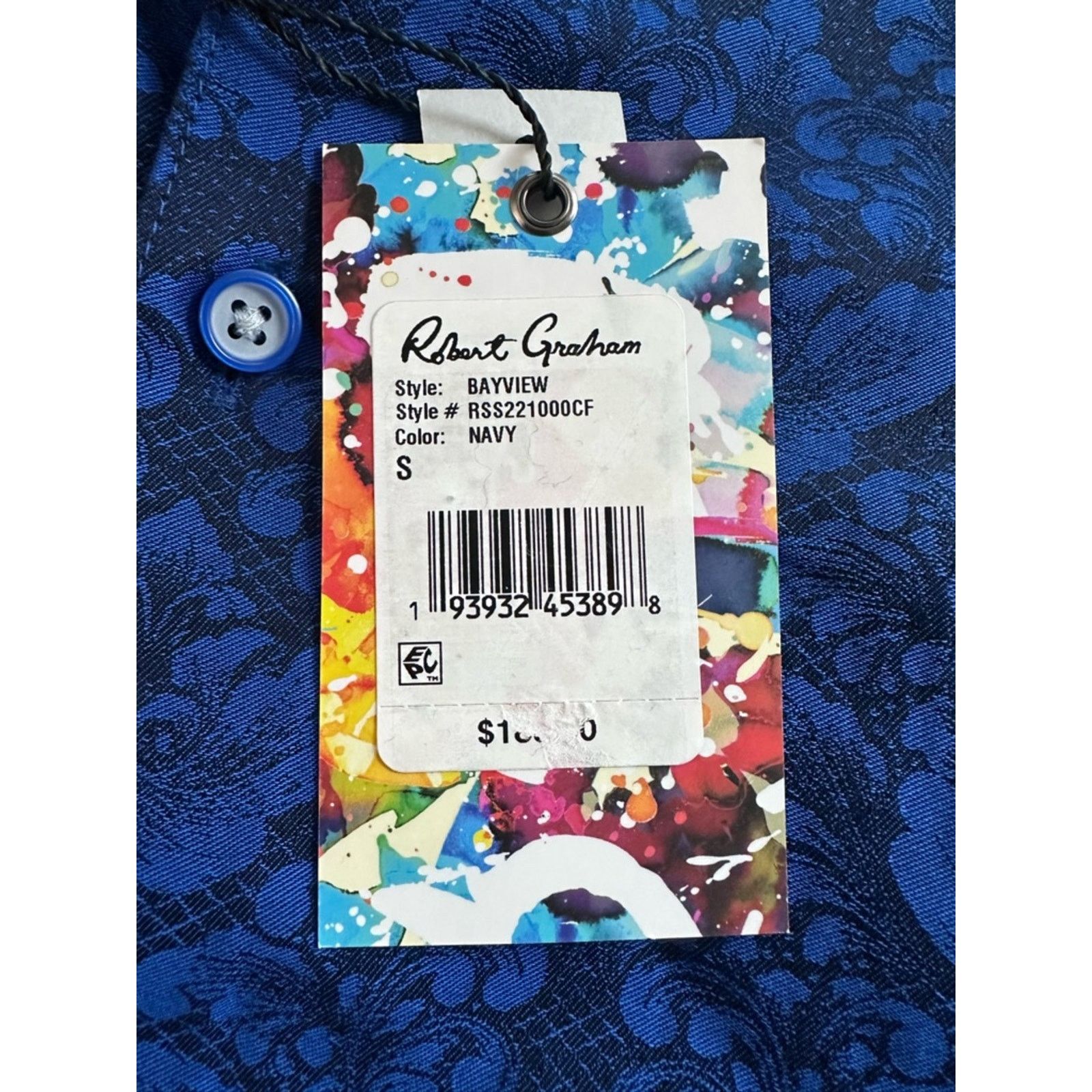 Robert Graham Robert Graham Bayview Cotton Button-Up Shirt Navy Men Small Size US S / EU 44-46 / 1 - 4 Thumbnail