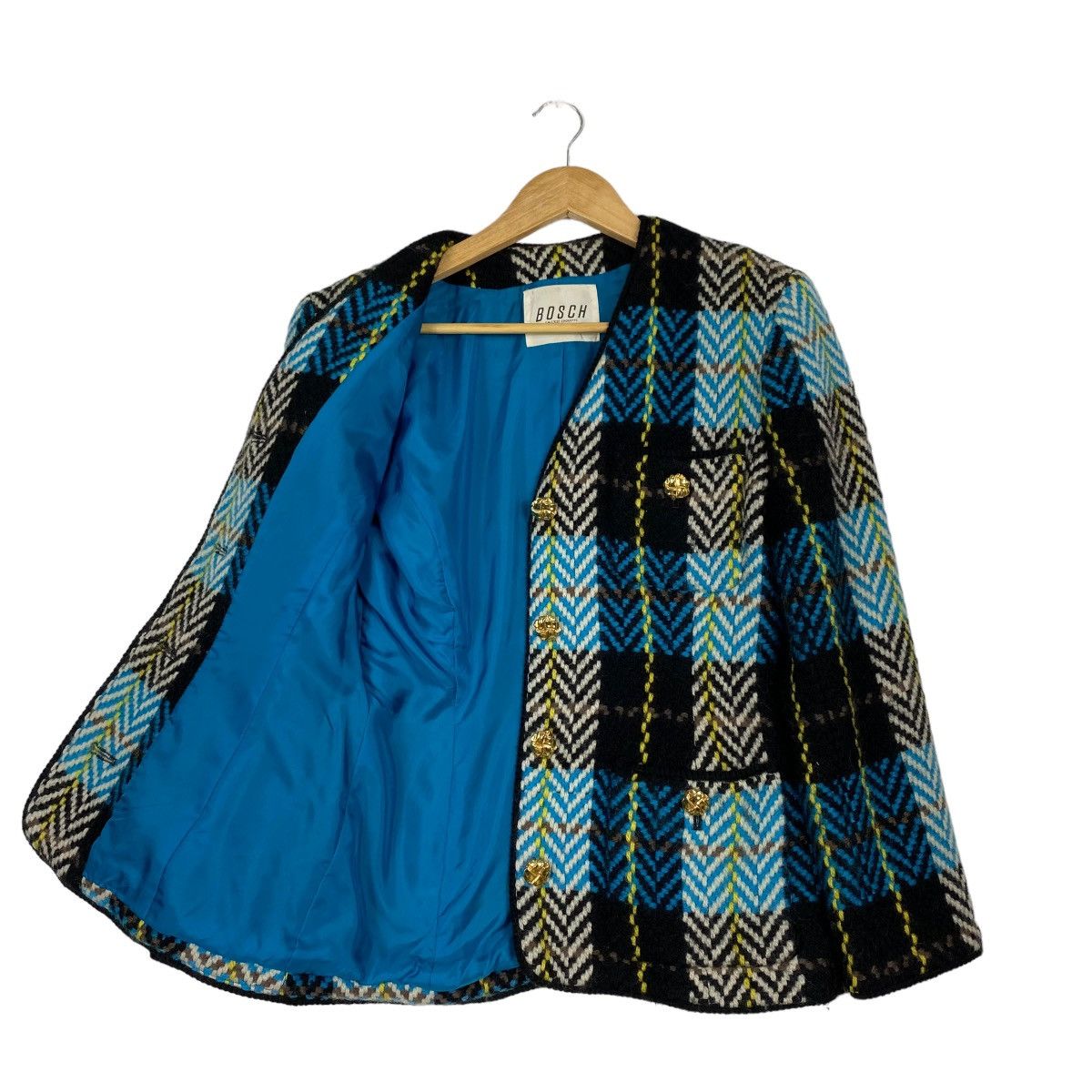 Japanese Brand Womens BOSCH Check Wool Rayon Blazer Jacket Coat Size S Size S / US 4 / IT 40 - 1 Thumbnail
