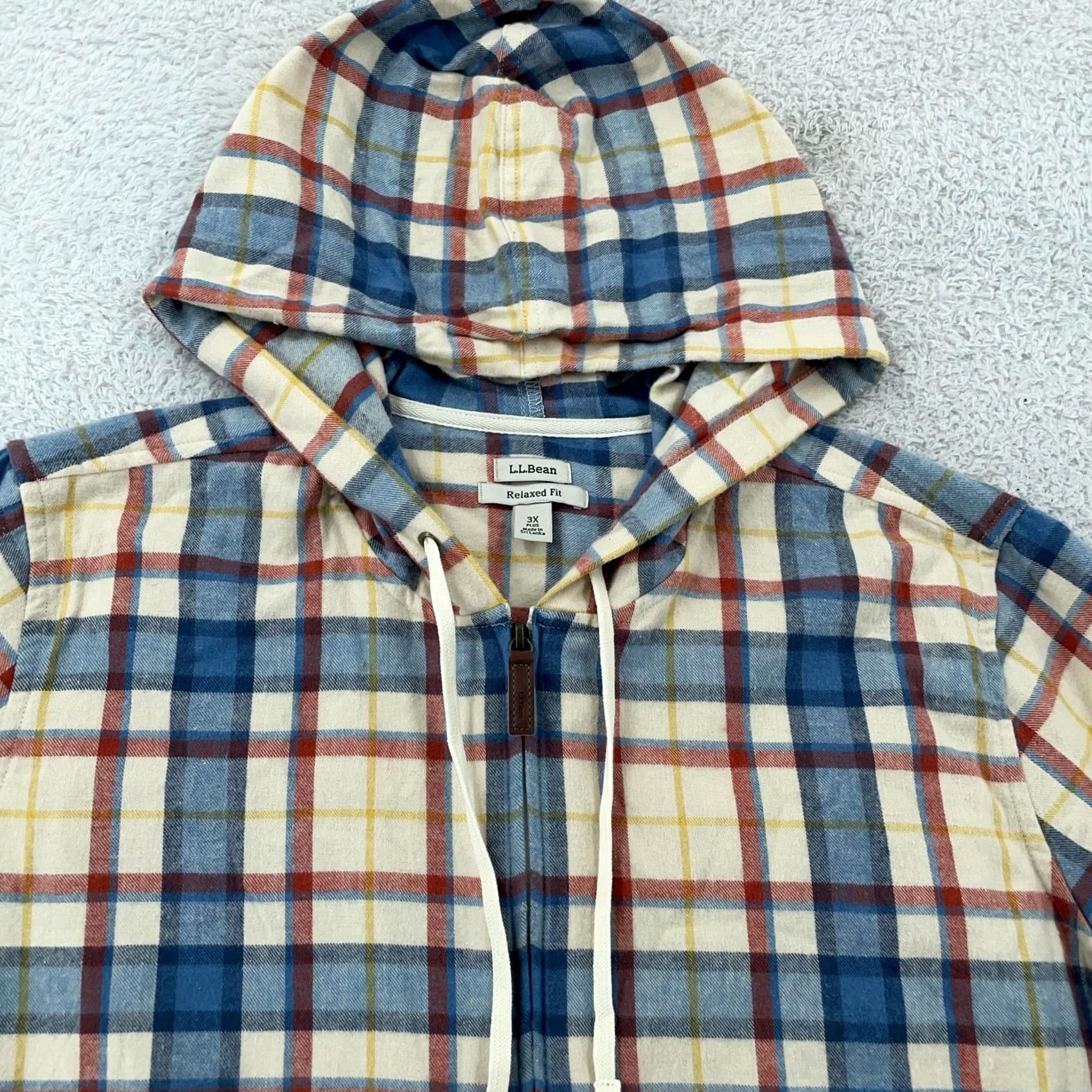 Vintage L.L. Bean Hooded Flannel Jacket Womens 3X Plaid Relaxed Fit Full Zip Hoodie Size XXL / US 16-18 / IT 52-54 - 2 Thumbnail