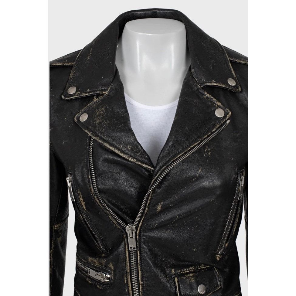 Saint Laurent Paris Saint Laurent Distressed Black Leather Jacket - Size 38/M Size S / US 4 / IT 40 - 4 Thumbnail