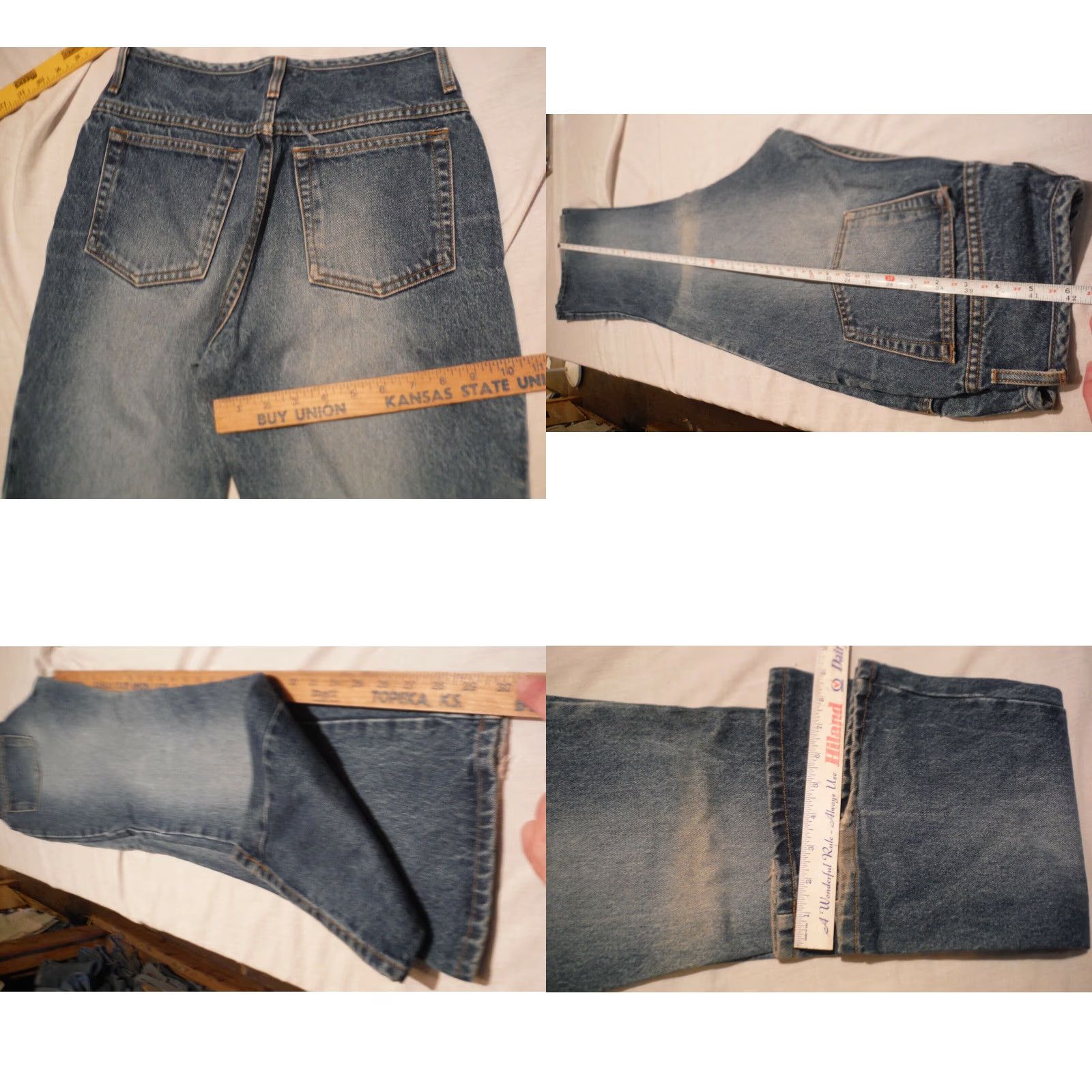 Bell VINTAGE WOMENS BELL BOTTOM JEANS 26" WAIST 30" INSEAM BLUE DENIM Size 26" / US 2 / IT 38 - 8 Thumbnail