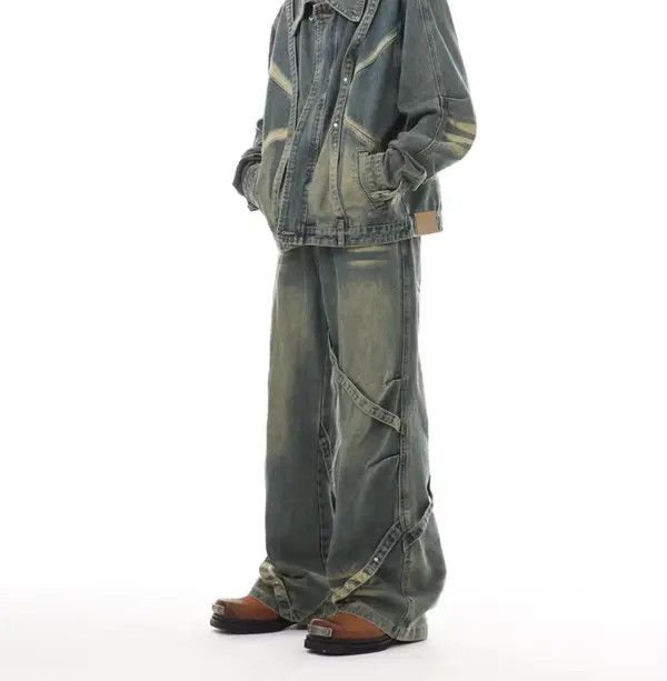 VIBE Vintage washed heavy-duty patchwork wide-leg jeans Size US 30 / EU 46 - 4 Thumbnail