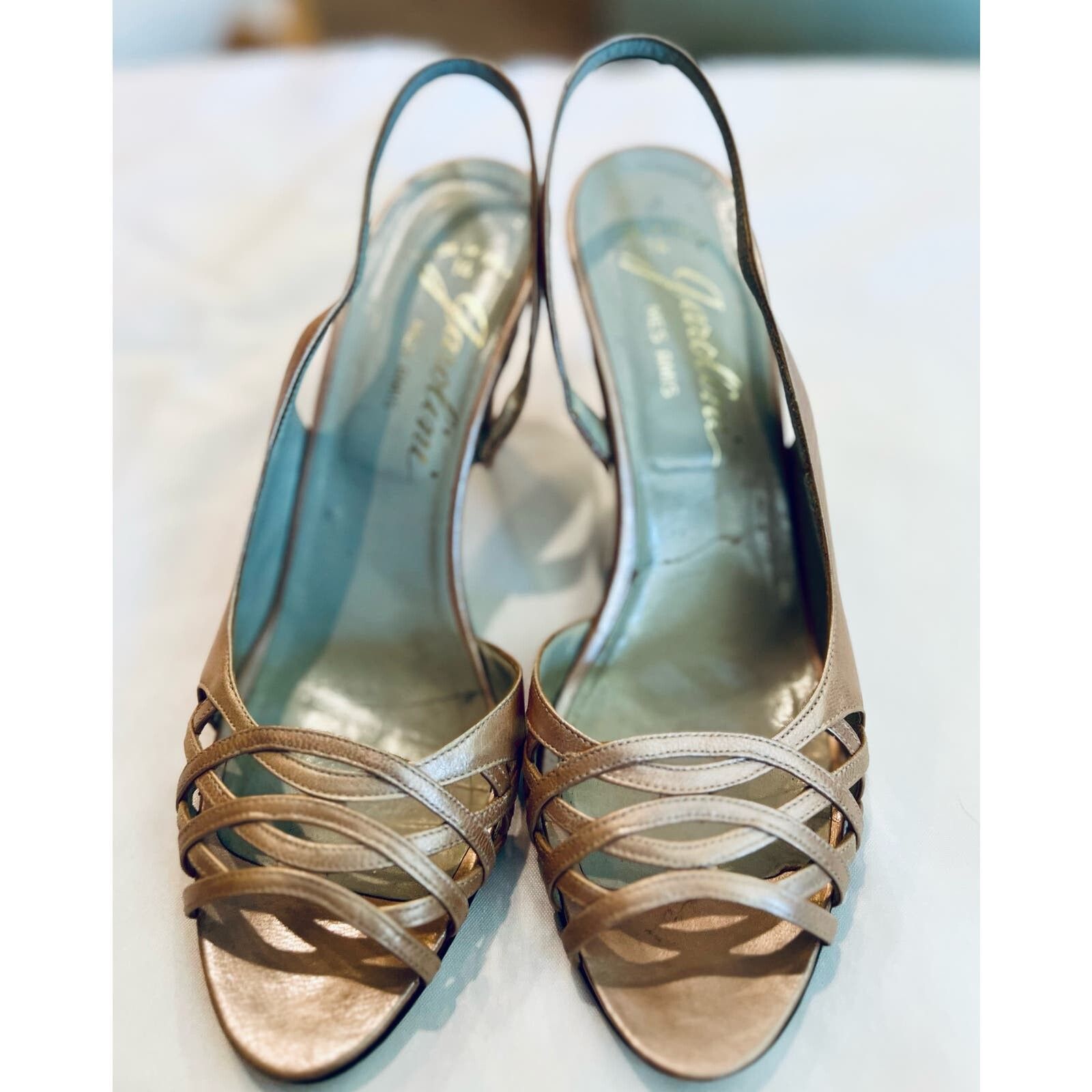 Other Rare VTG Garolini rose gold slingback peep toes, size 7.5M Size US 7.5 / IT 37.5 - 1 Preview
