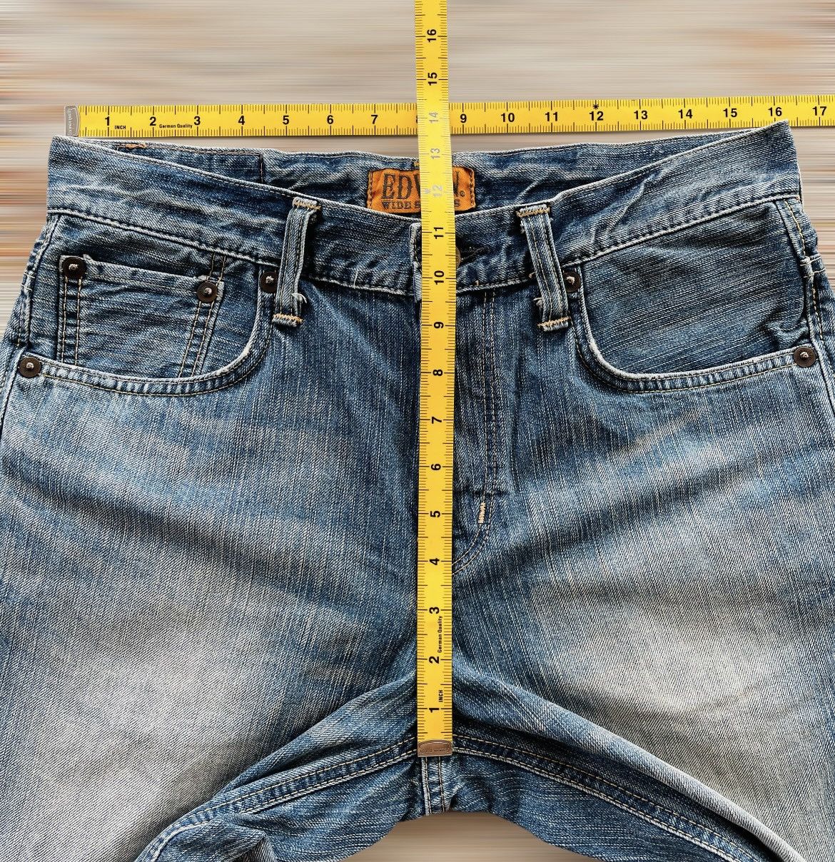 Edwin × Japanese Brand EDWIN WIDE SHORT BUCKLE BACK JEANS Size US 32 / EU 48 - 11 Thumbnail