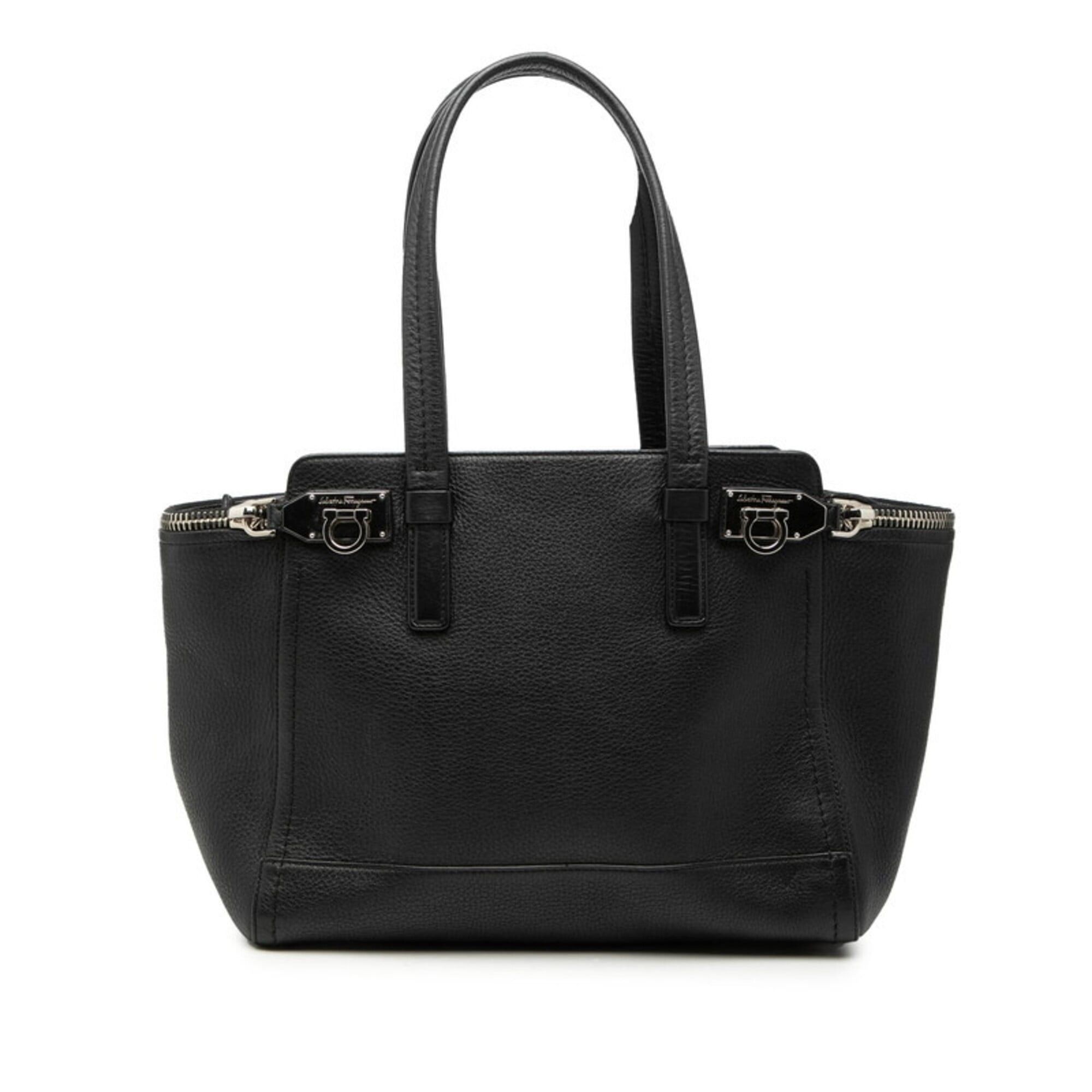 Salvatore Ferragamo Salvatore Ferragamo Gancini Handbag Shoulder Bag Tote Black Leather Women's Size ONE SIZE - 1 Thumbnail