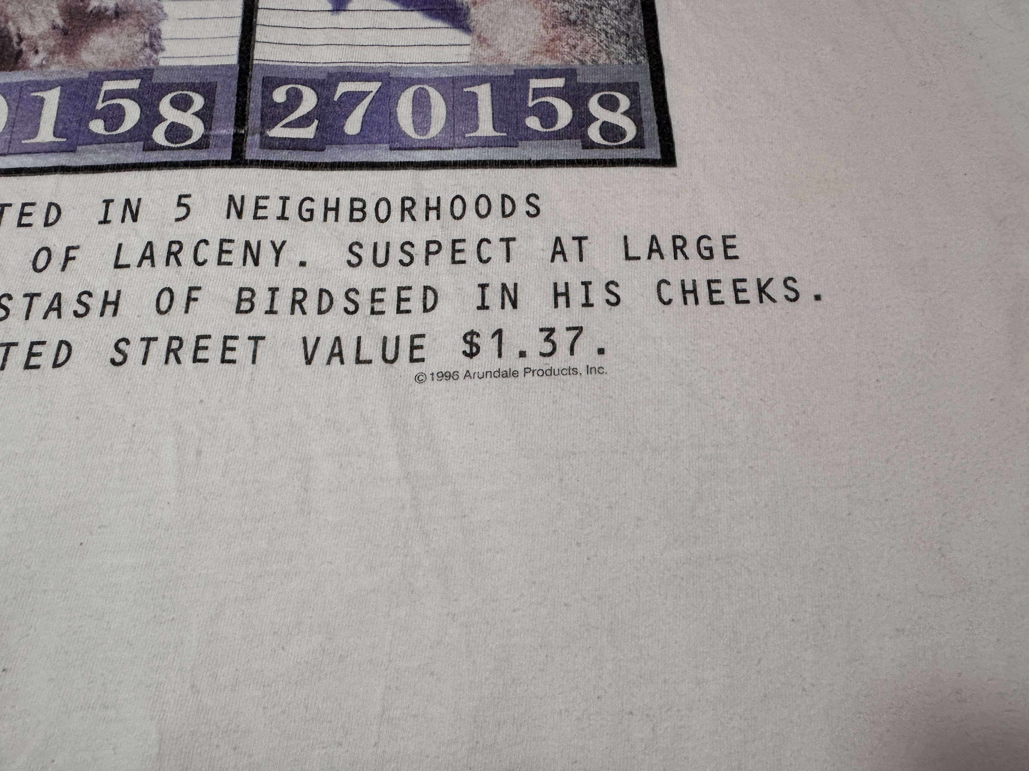 Vintage Vintage 1996 Wanted Squirrel T-shirt Arundale Products Size US XL / EU 56 / 4 - 3 Thumbnail