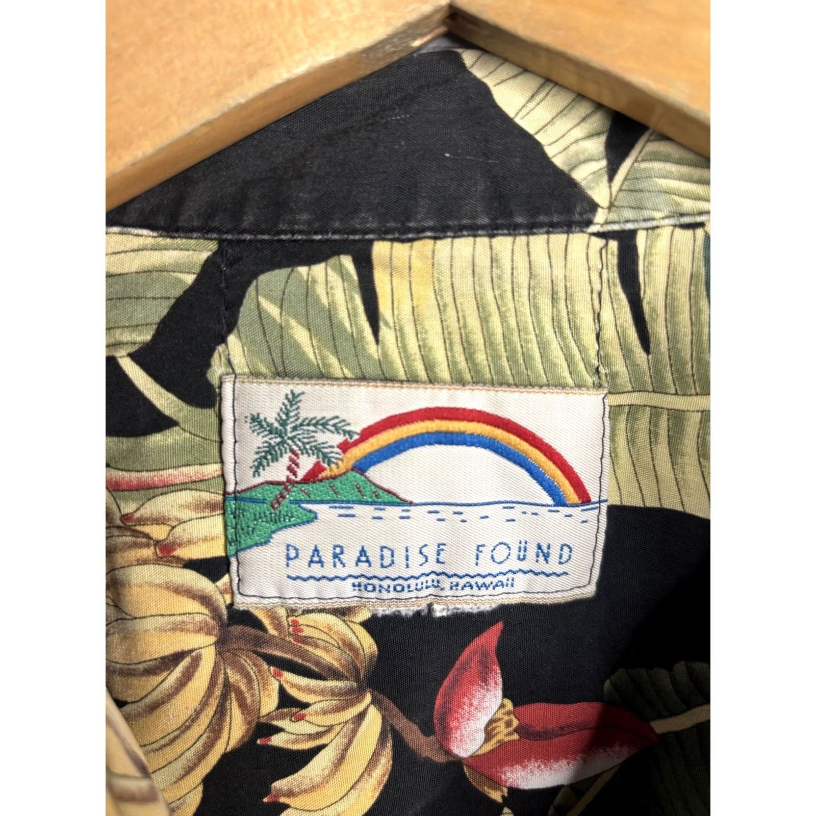 Paradise Found Paradise Found Shirt Mens Large Black Banana Leaf Hawaiian Camp Button Front Size US L / EU 52-54 / 3 - 3 Thumbnail