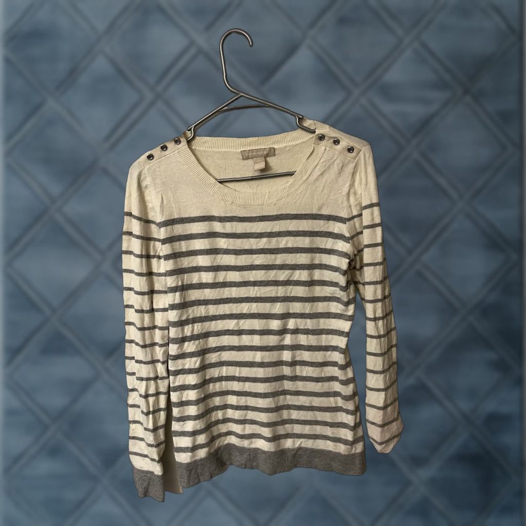 Banana Republic Banana Republic Pullover Blouse Striped Crew Neck Button Shoulder Multicolor Women Size S Knit Top Career Woman Size S / US 4 / IT 40 - 1 Thumbnail