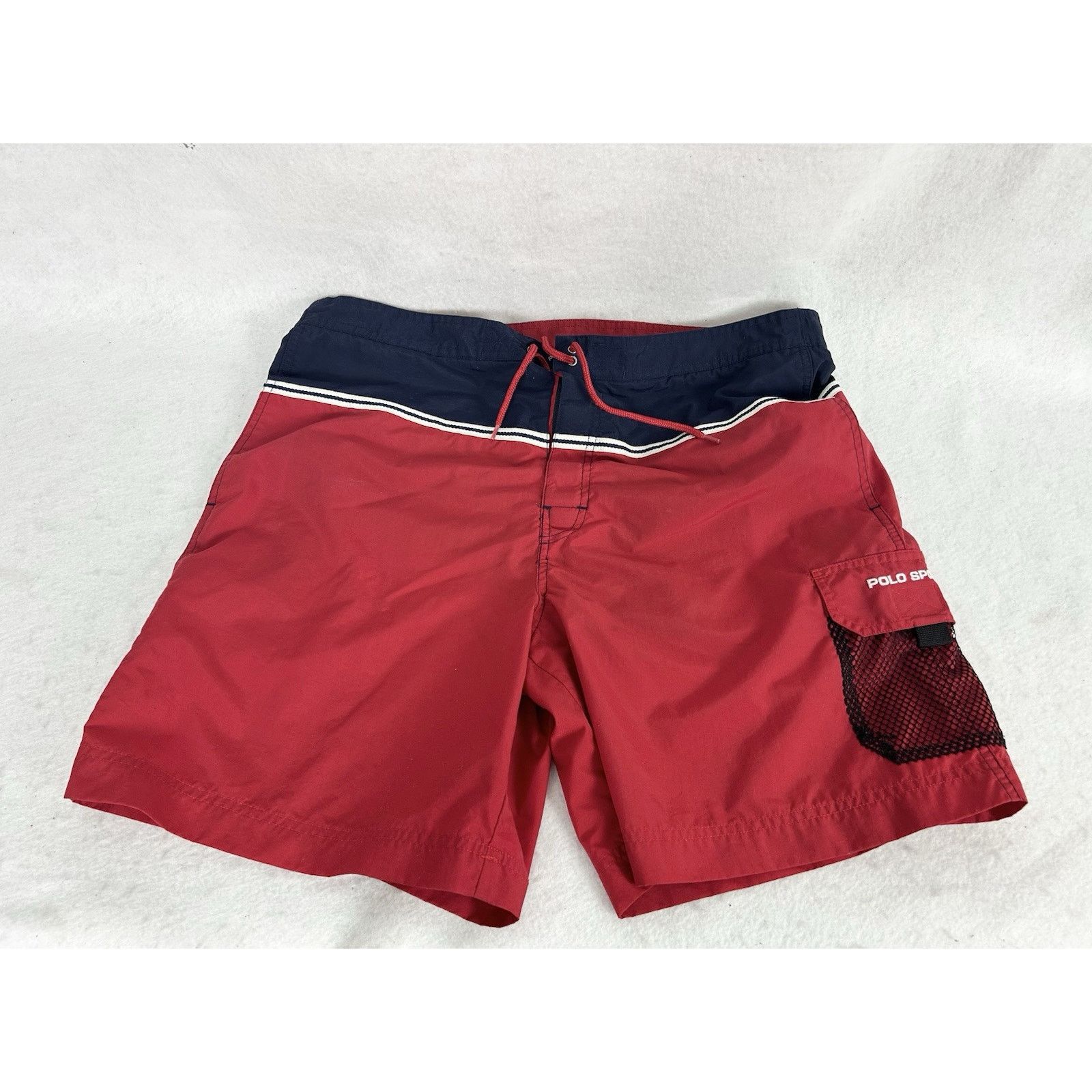 Polo Ralph Lauren VTG Polo Sport Red Striped Swim Trunks Size US 34 / EU 50 - 1 Thumbnail