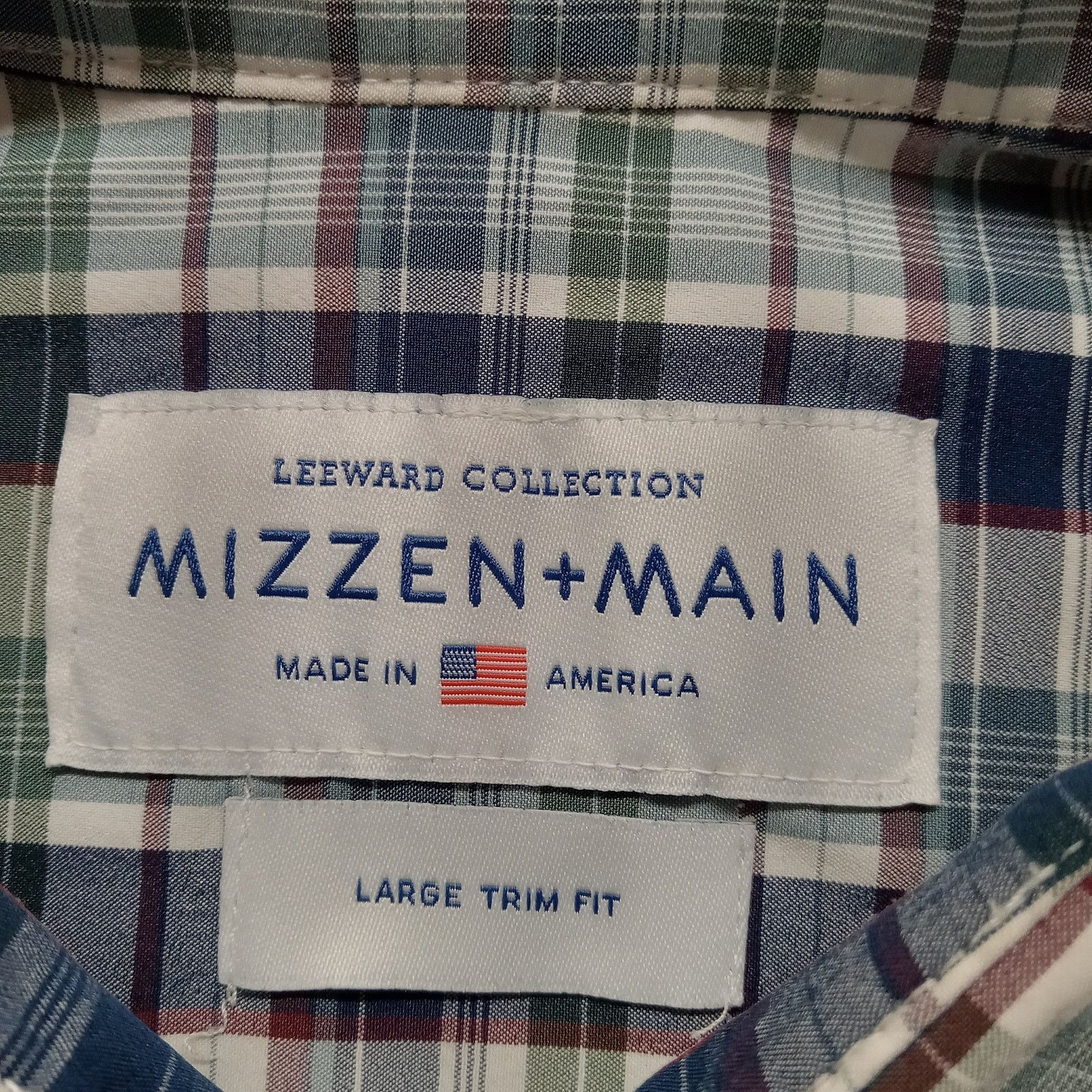 Mizzen+Main Mizzen+Main Shirt L Men's Leeward Trim Fit Blue Plaid Size US L / EU 52-54 / 3 - 4 Thumbnail