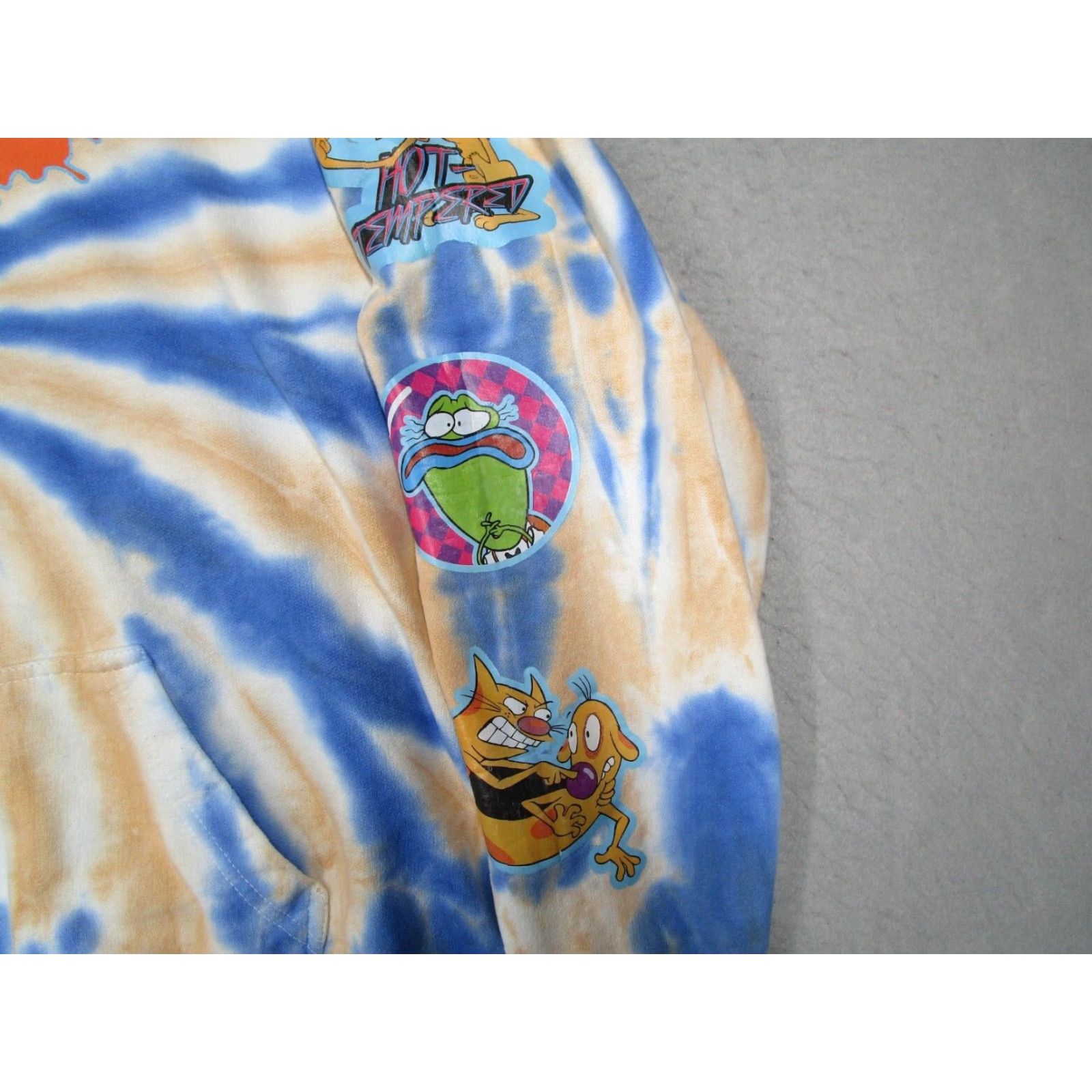 Nickelodeon Nickelodeon Hoodie Mens XL Blue Ren Stimpy Tie Dye Fleece Pullover TV Knit Geometric Logo 90s Cartoon Sports All Seasons Size US XL / EU 56 / 4 - 6 Thumbnail