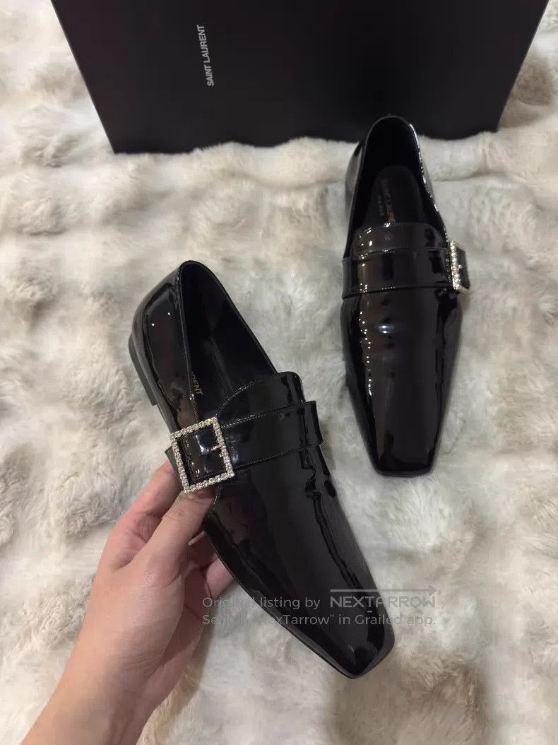 Saint Laurent Paris Saint Laurent Paris Crystal Buckle Loafers Leather Shoes Size US 9 / EU 42 - 3 Thumbnail