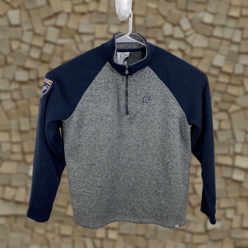 Vintage Ducks Unlimited Men's Sweatshirt 1/4 Zip Pullover Fleece Embroidered Logo Gray L Size US L / EU 52-54 / 3 - 1 Thumbnail