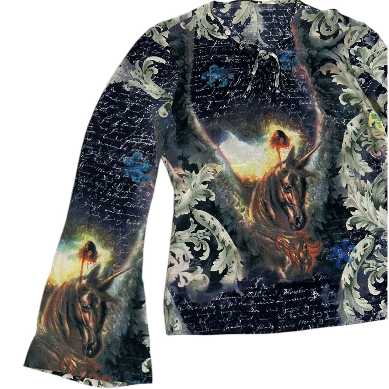 Voyage Fairycore Regency 90’s Voyage Silk Unicorn Bell Sleeve Top Size M / US 6-8 / IT 42-44 - 3 Thumbnail