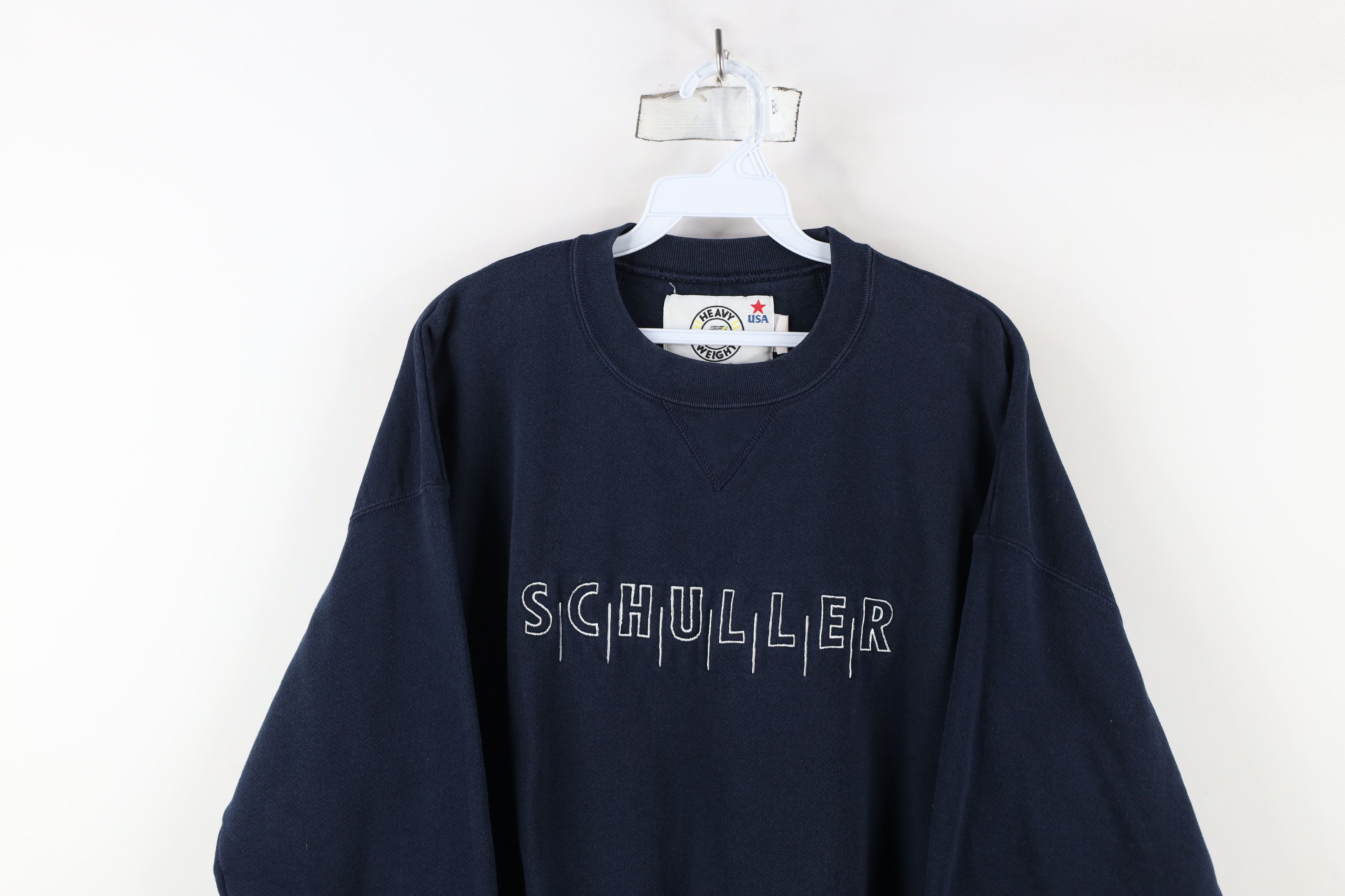 Vintage Vintage 90s Spell Schuller Crewneck Sweatshirt Navy Blue USA Size US XL / EU 56 / 4 - 2 Thumbnail