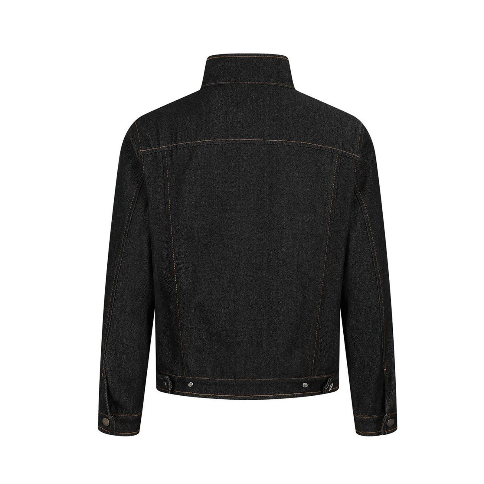 Jean Black Structured Denim Jacket with Fireman Clasp Closure Size US M / EU 48-50 / 2 - 4 Thumbnail