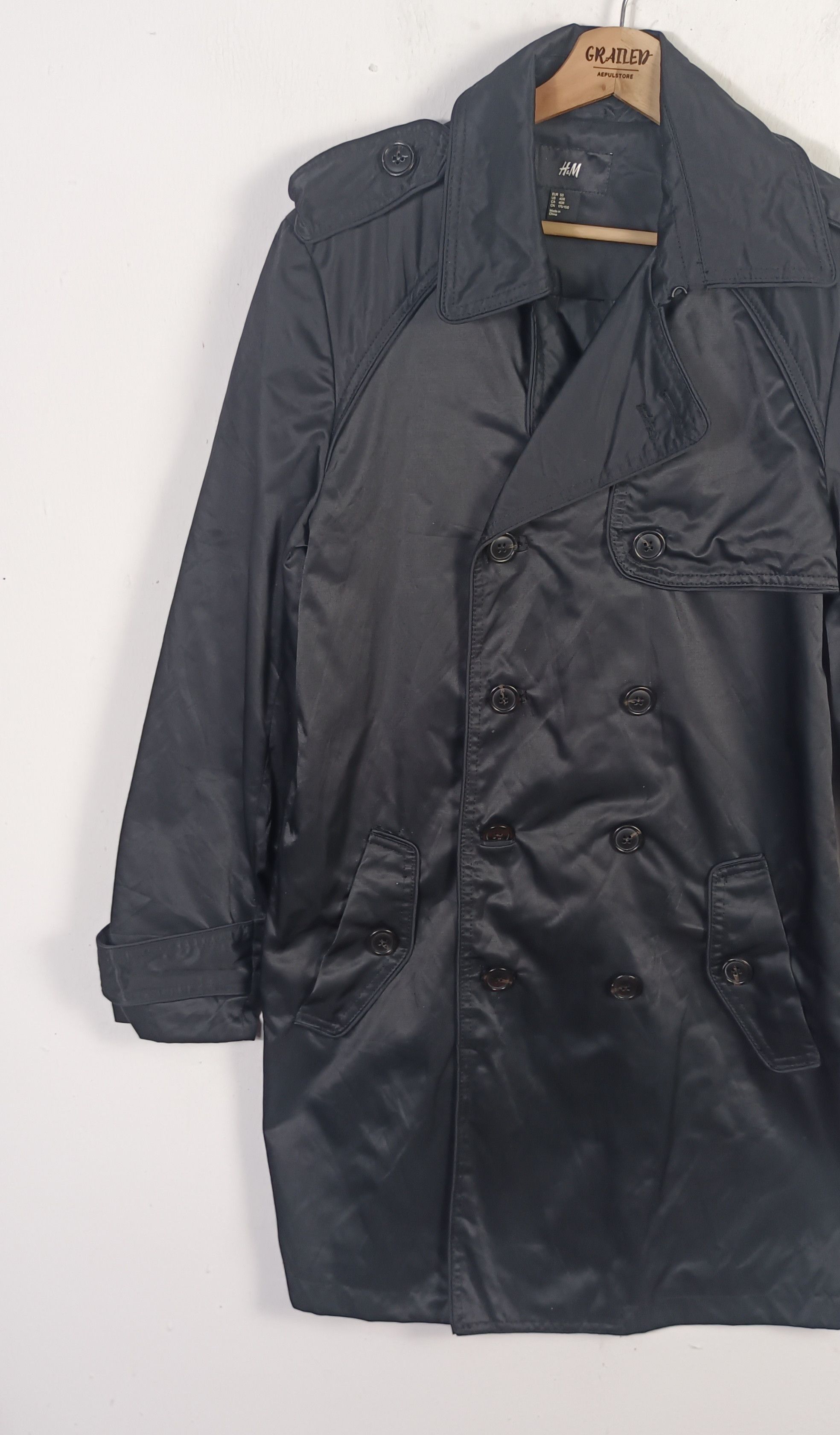 H&M × Japanese Brand H&M Double Breasted Black Trench Coat Size US M / EU 48-50 / 2 - 4 Thumbnail