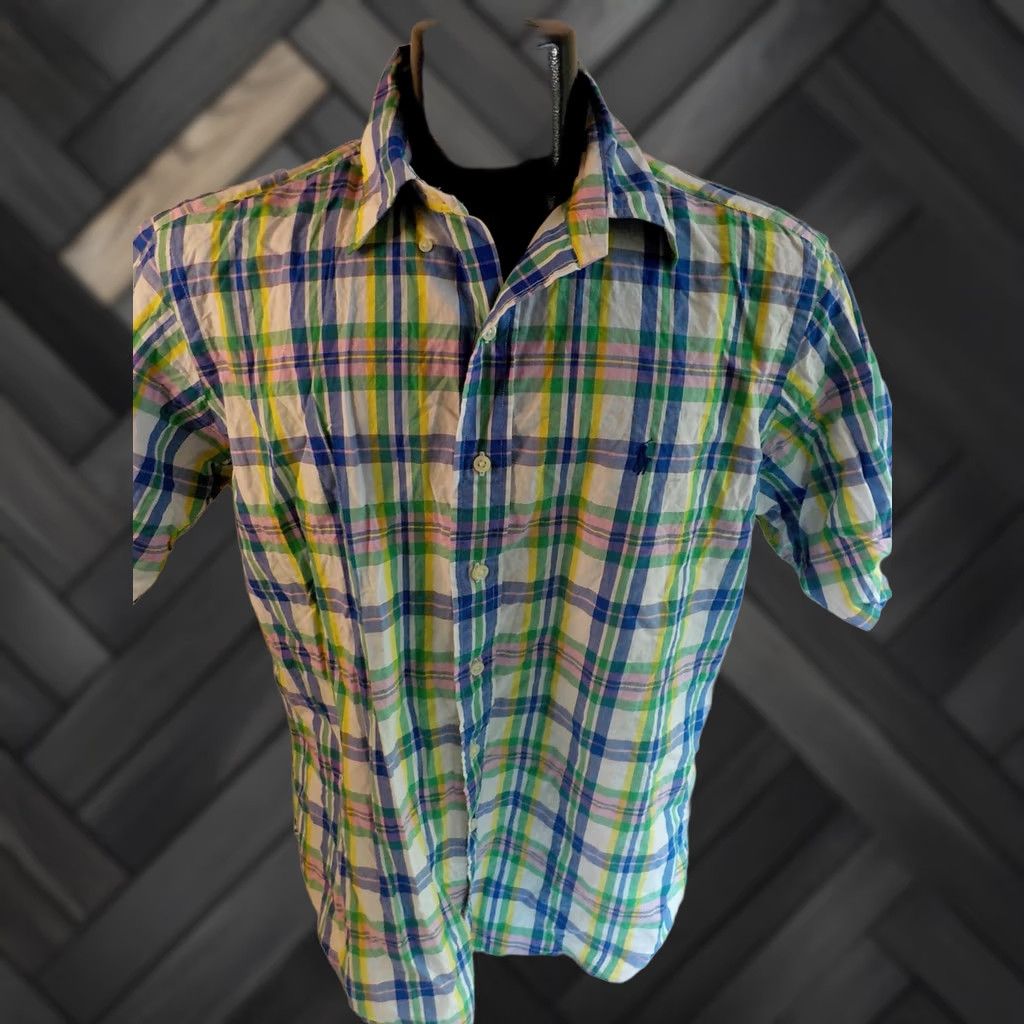 Ralph Lauren Ralph Lauren Classic Fit Plaid Button-Down SS Shirt L White/Blue/Green/Pink Mens Shirt Size US L / EU 52-54 / 3 - 1 Thumbnail
