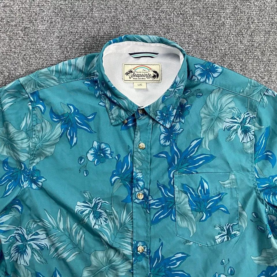 Other Seapointe Shirt Men's Large Blue Hawaiian Button Down Size US L / EU 52-54 / 3 - 2 Thumbnail