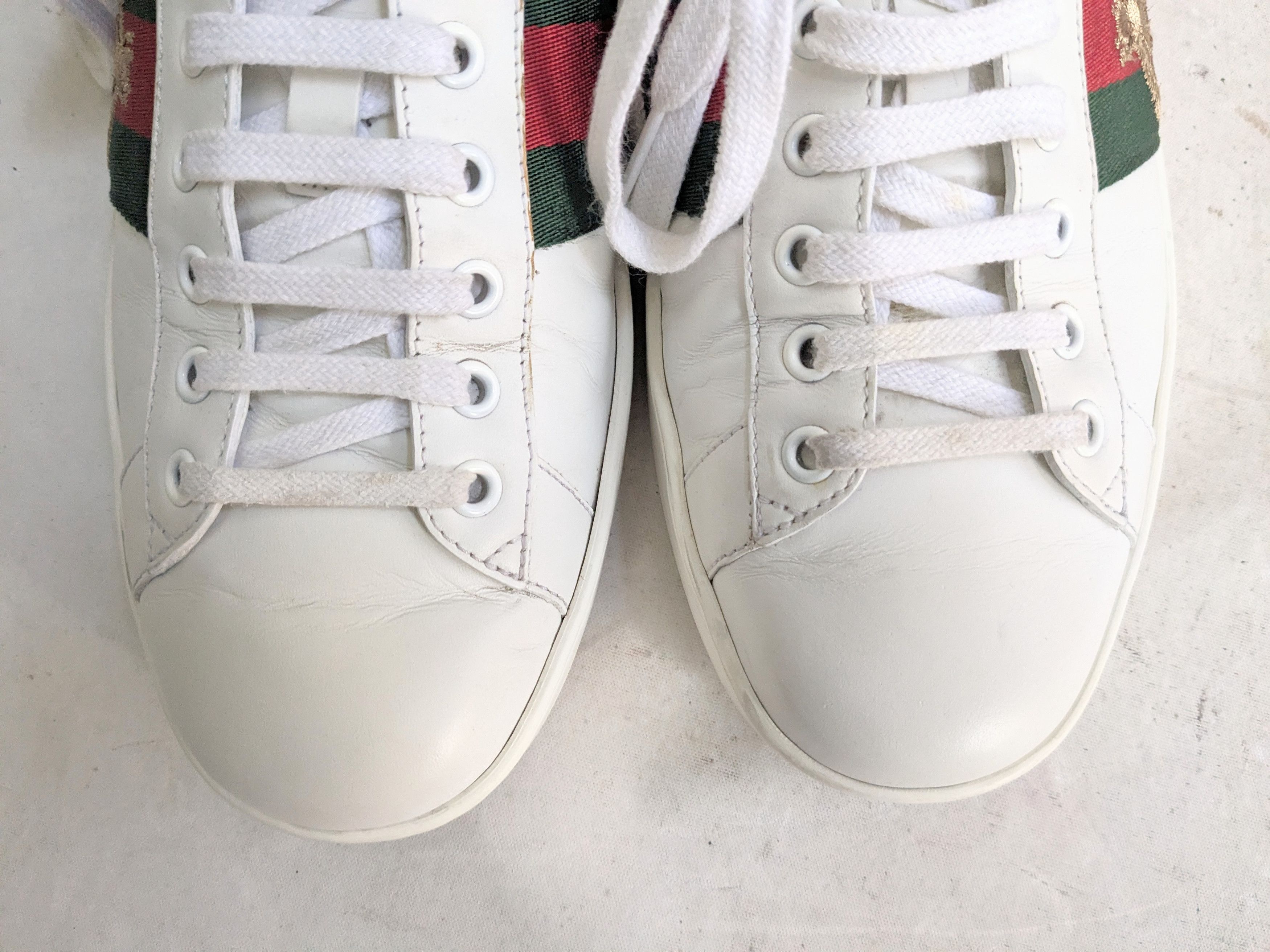Gucci Gucci Ace Sneakers Bee White 9.5 Low Tops Size US 9.5 / EU 42-43 - 3 Thumbnail