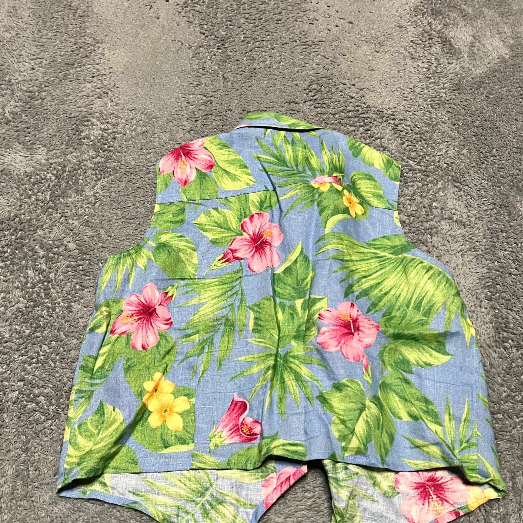 Ralph Lauren Lauren Ralph Lauren Shirt Womens 8P Tank Petite Green Linen Tropical Floral Aloha Casual Women Size M / US 6-8 / IT 42-44 - 2 Thumbnail