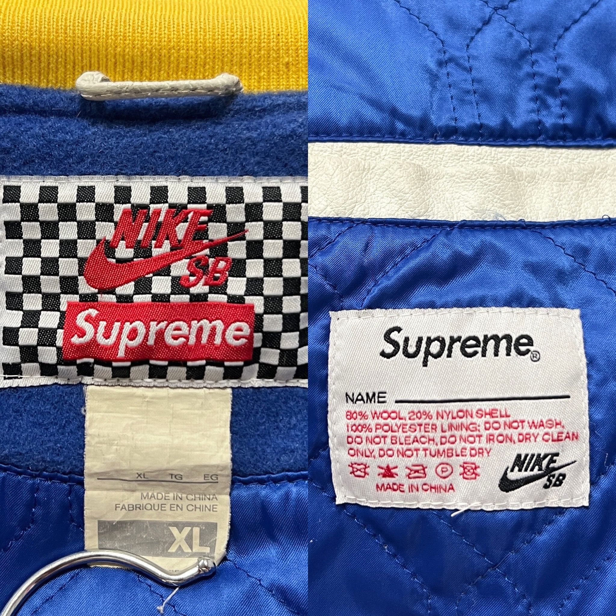 Nike × Supreme Supreme Nike SB Varsity Jacket Blue 2007 Size US XL / EU 56 / 4 - 7 Thumbnail