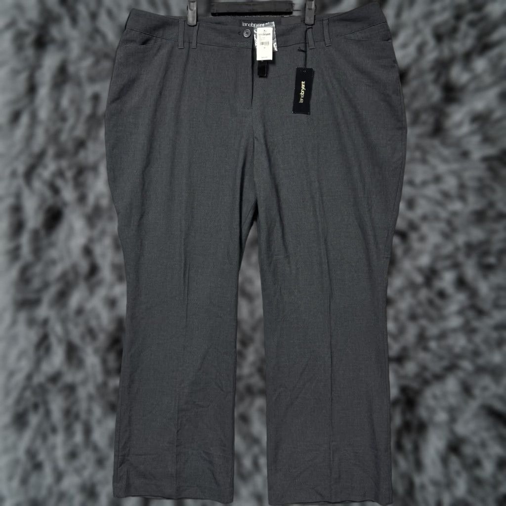Vintage Lane Bryant Pants Womens 24 Stretch Plus Flat Front Bootcut Gray Polyester Rayon Spandex Business Casual Trousers Size 42" / US 20 - 1 Thumbnail