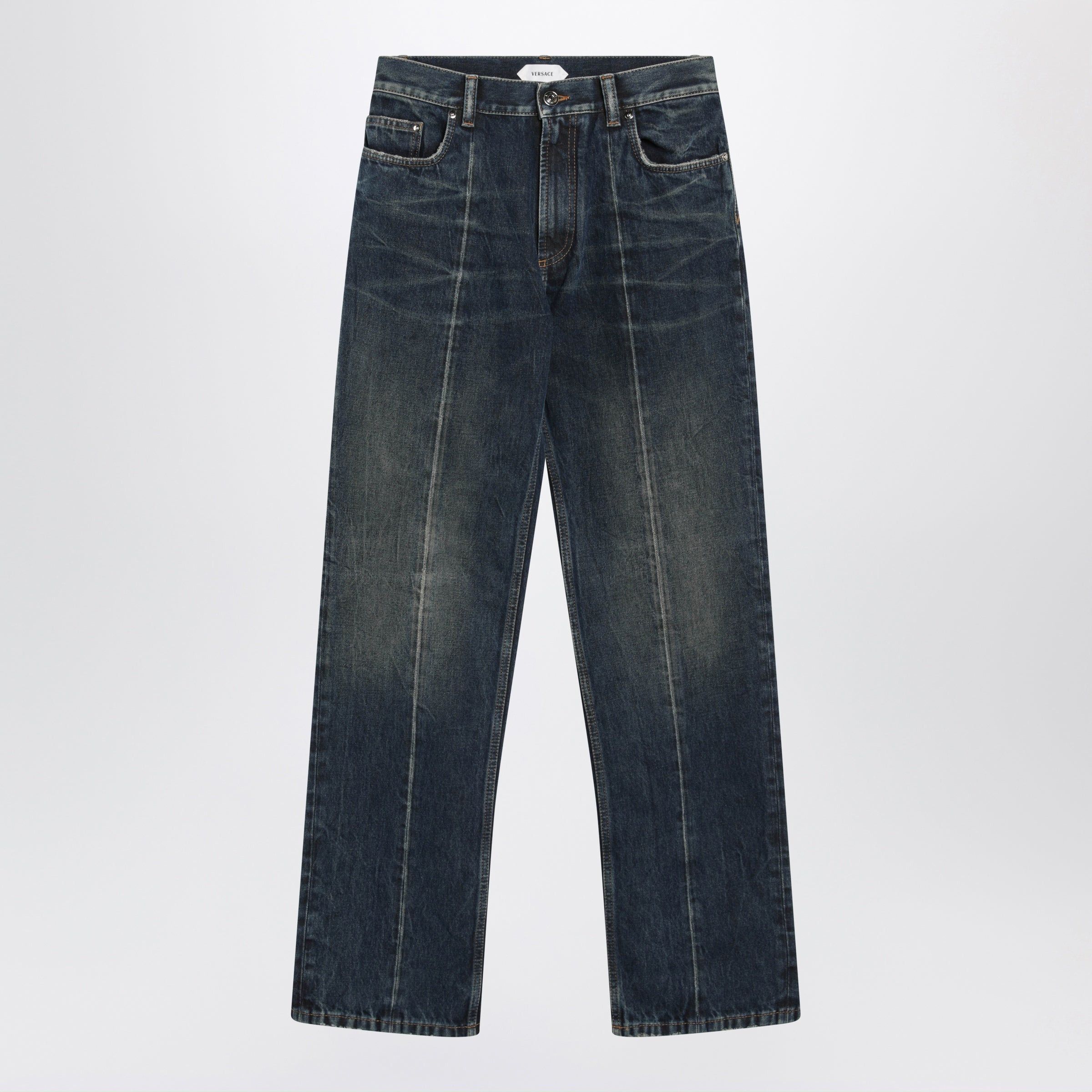Versace Versace Straight-Leg Stonewashed Cotton Denim Jeans In Blue Size US 31 - 1 Thumbnail