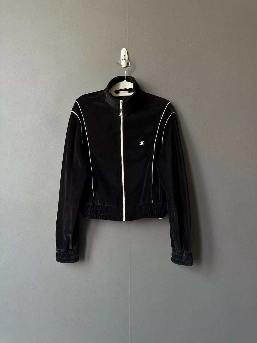Celine celine black velvet zip-up jacket Size S / US 4 / IT 40 - 1 Thumbnail