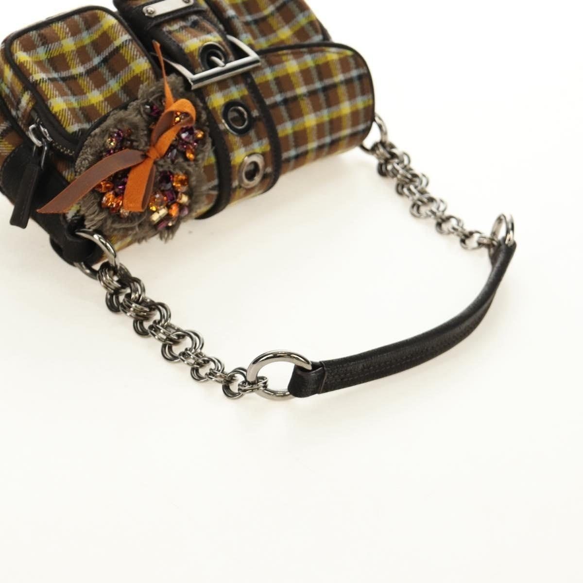 Prada Prada Canvas Chain Shoulder Bag Brown Size ONE SIZE - 8 Thumbnail