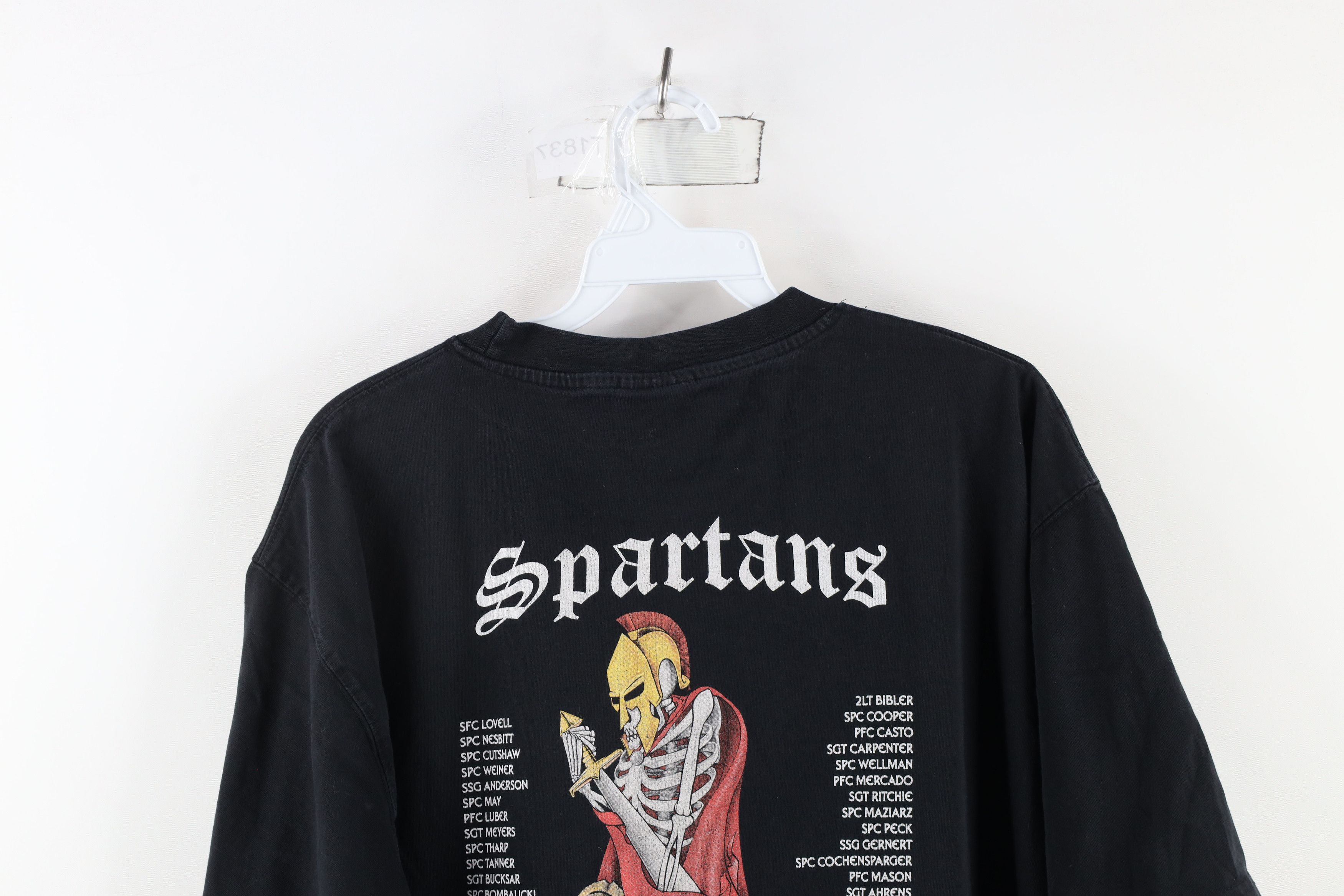 Vintage Vintage Y2K Police 585th MP Co Spartans T-Shirt Black Size US XL / EU 56 / 4 - 14 Thumbnail