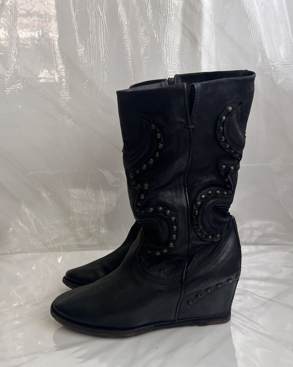 A.S.98 As 98 Airstep Zipper Boho Black Biker distressed boot Size US 8 / IT 38 - 5 Thumbnail