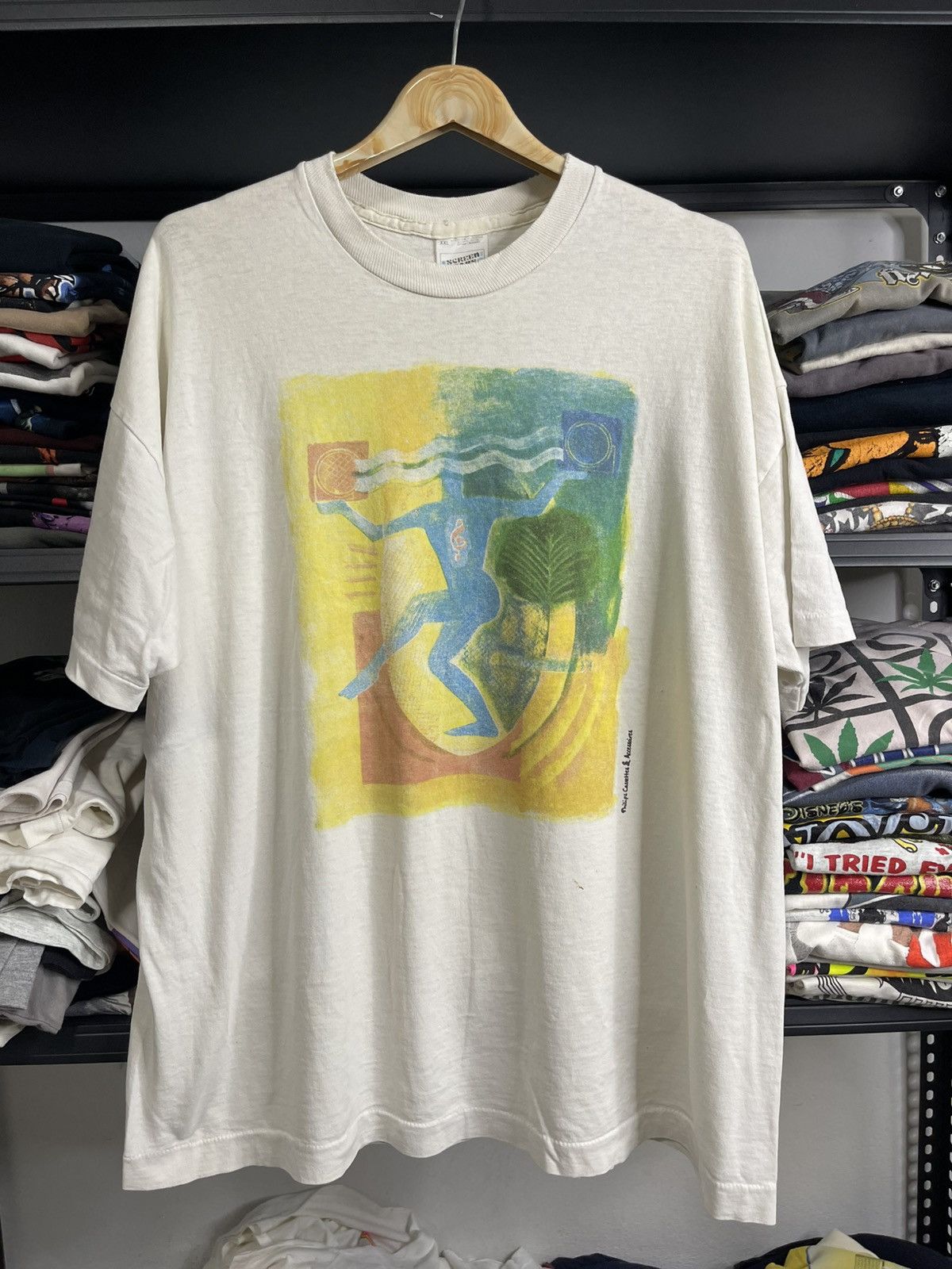 Vintage Vintage 90s Philips Cassettes & Accessories Abstract Art Tee Size US XXL / EU 58 / 5 - 1 Thumbnail