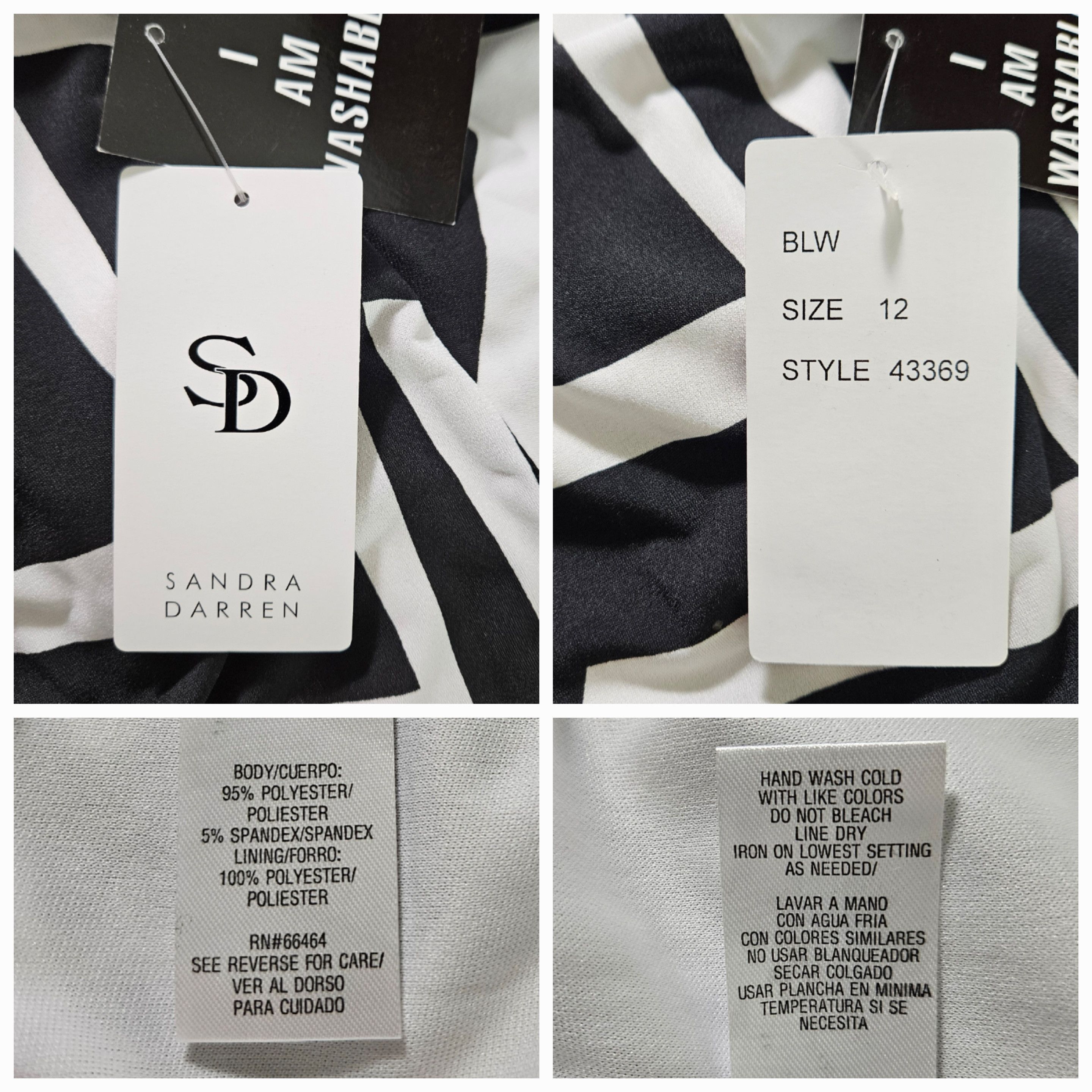 Other Sandra Darren Size 12 Dress Dressy Black White Modern Zig Size L / US 10 / IT 46 - 10 Thumbnail