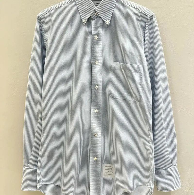Thom Browne Thom Browne Striped Long Sleeve Shirt for Men 0089 Size US S / EU 44-46 / 1 - 1 Thumbnail