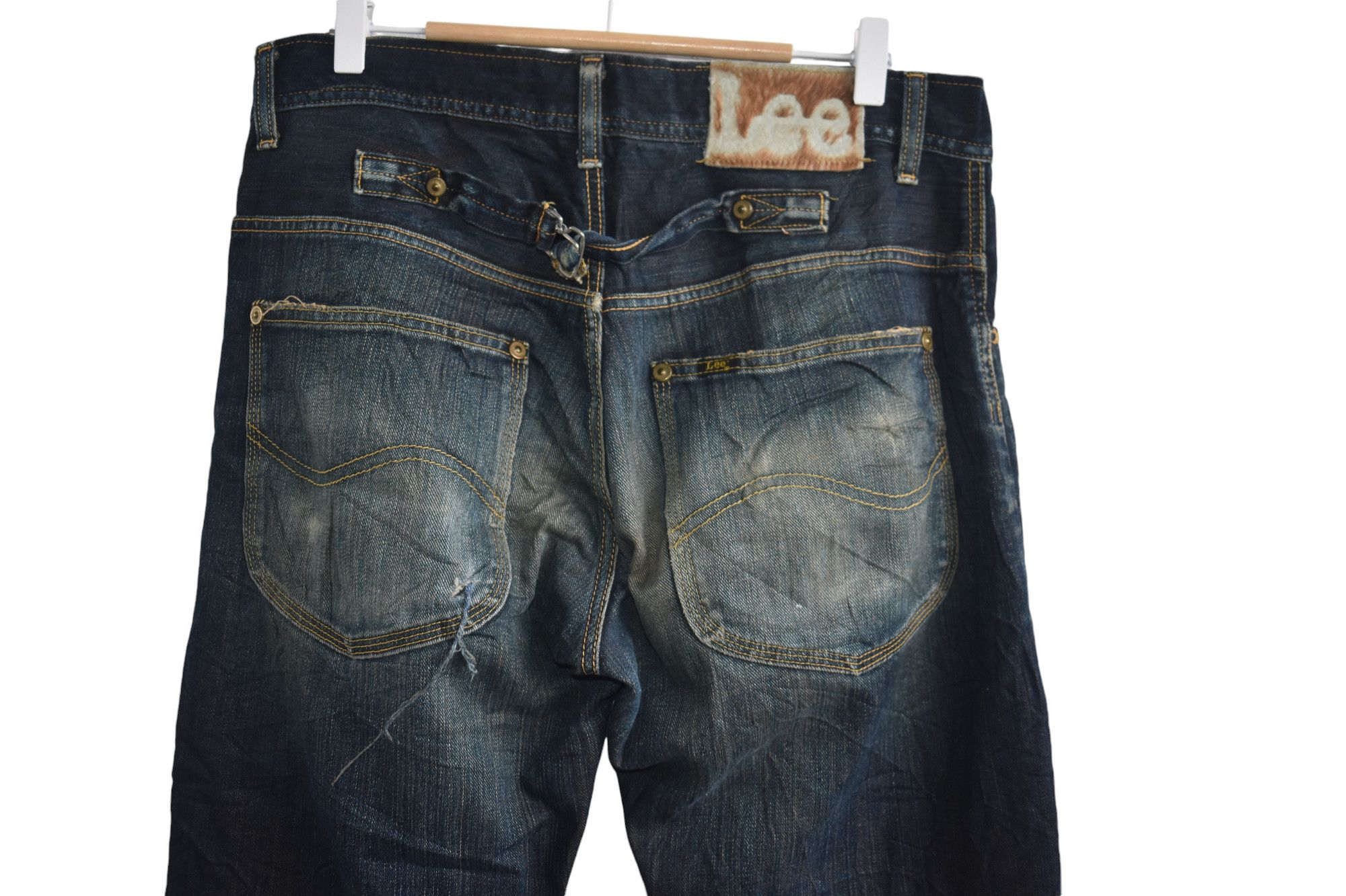 Japanese Brand × Lee × Vintage Wide Leg 🔥 Distressed Lee Cowboy Jeans Size 33 Size US 33 - 5 Thumbnail