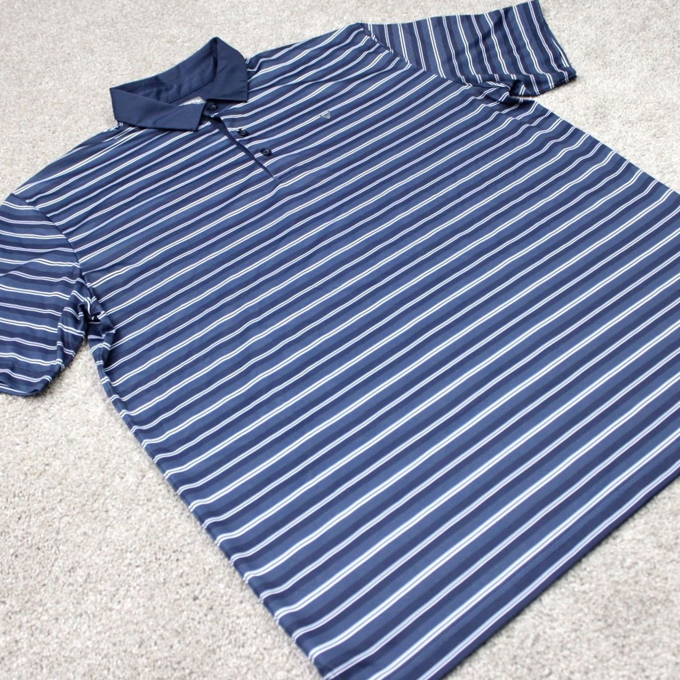 Callaway Callaway Polo Shirt Mens Large Blue/White Striped Opti-Dri Golf Short Sleeve Polo Shirt Size US L / EU 52-54 / 3 - 5 Thumbnail