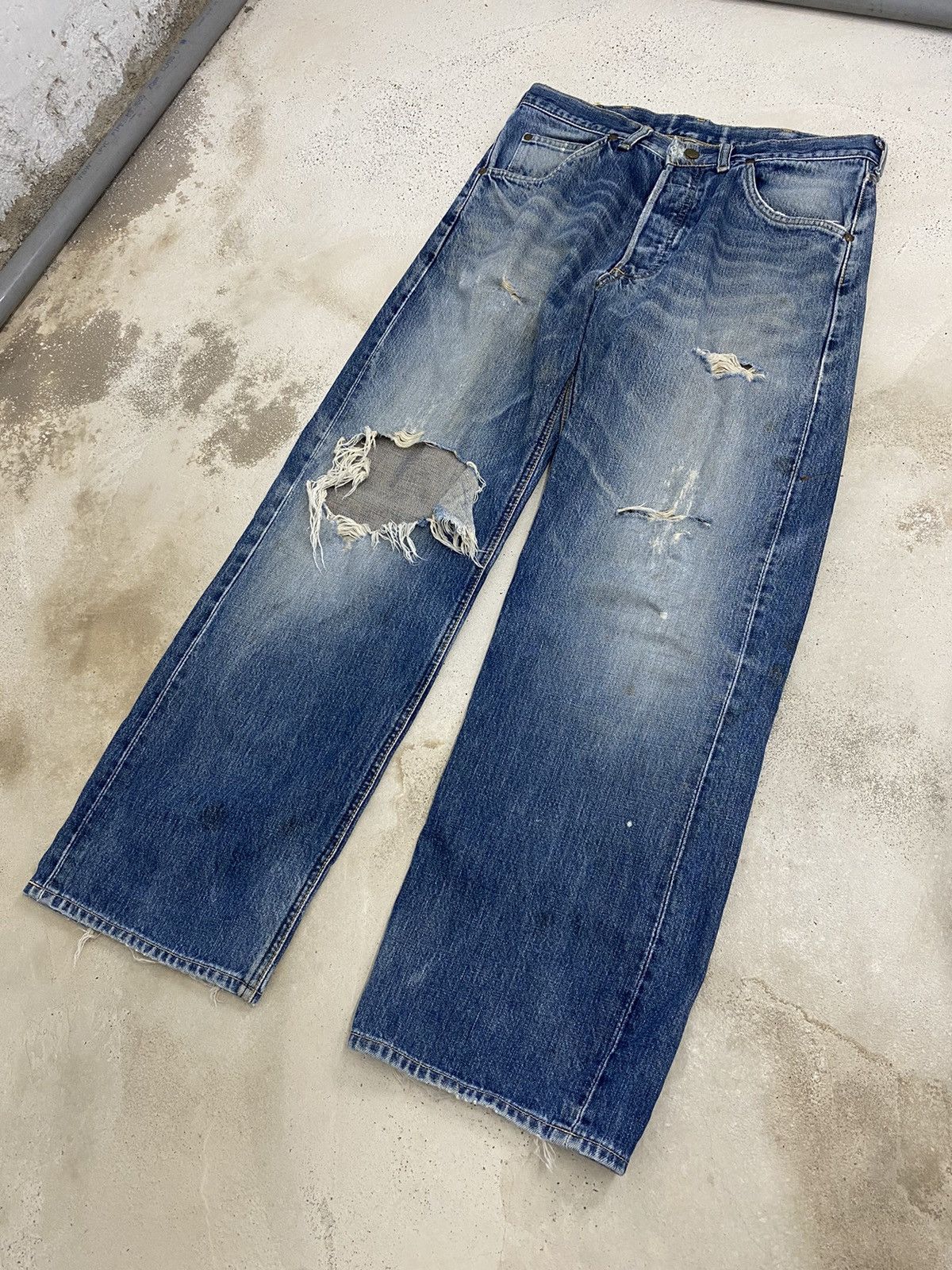 Hysteric Glamour Lee Rider 505 Distress Denim Baggy Loose Button Fly Size US 31 - 3 Thumbnail