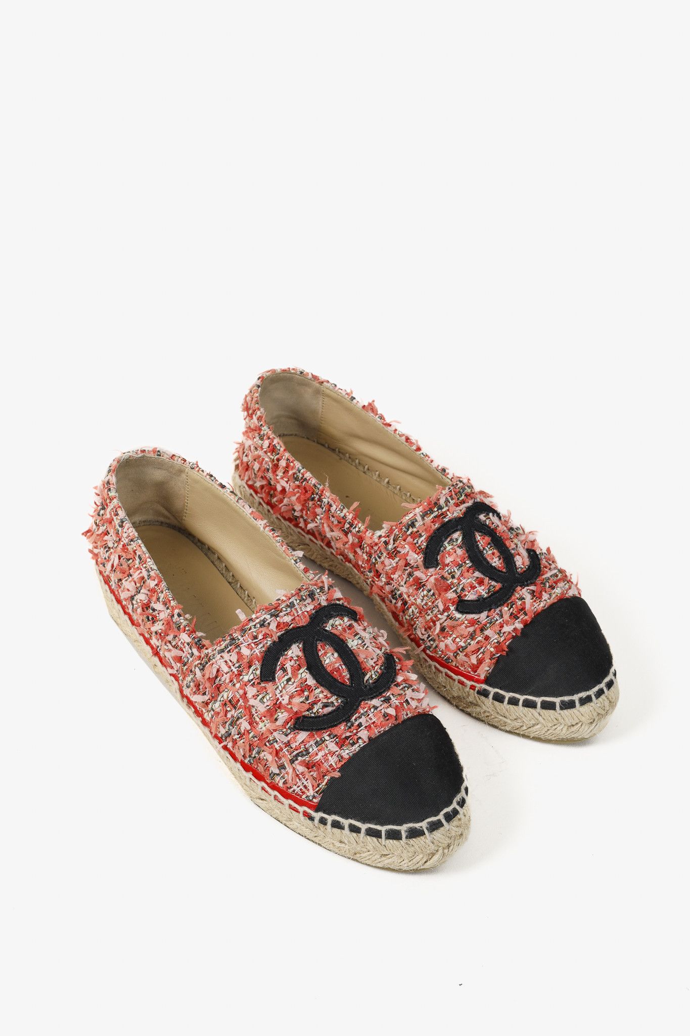Chanel Chanel 21C Coral Tweed Grosgrain CC-Logo Espadrilles Size US 6.5 / IT 36.5 - 1 Thumbnail