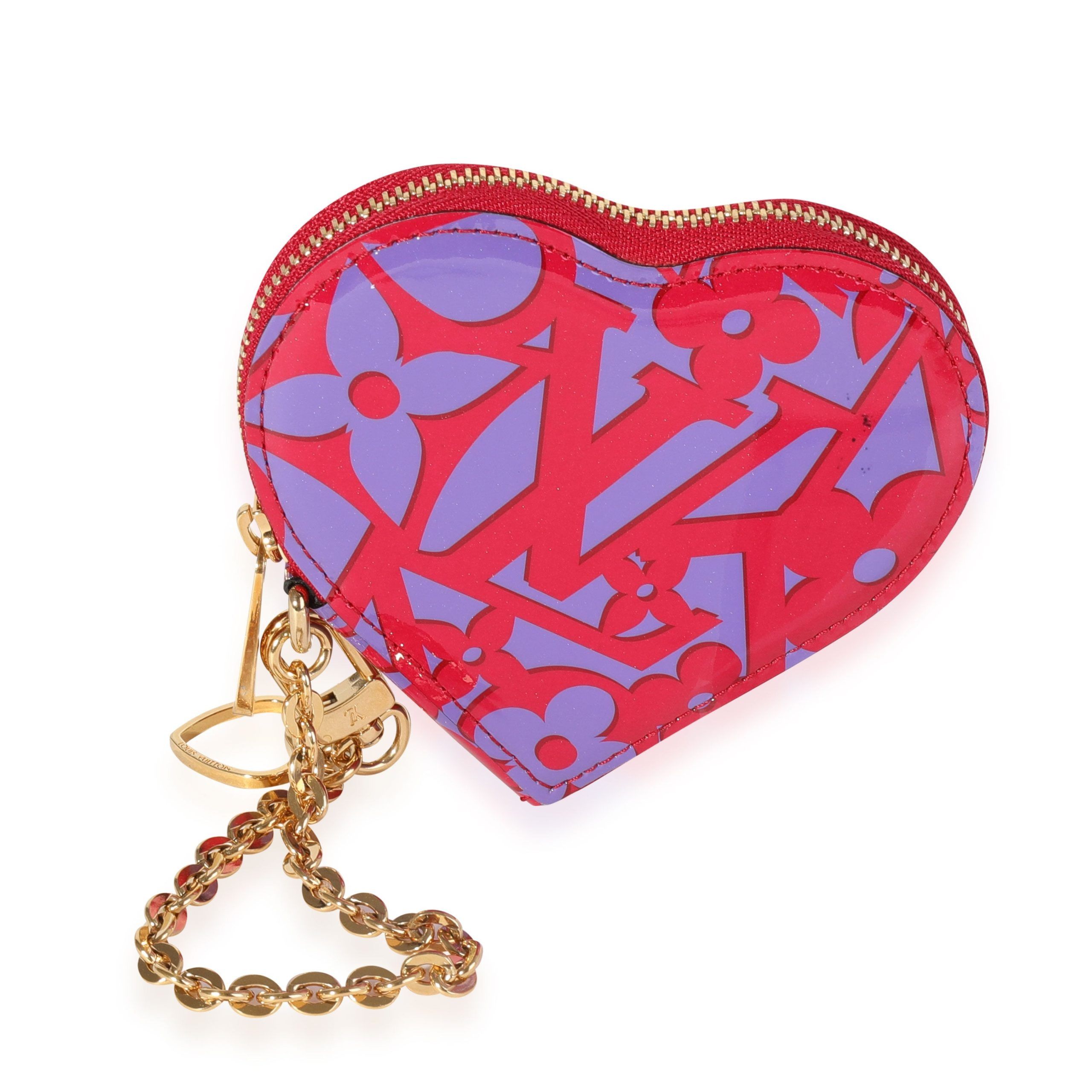 image of Louis Vuitton Rose Indian Sweet Monogram Vernis Heart Coin Purse in Pink, Women's