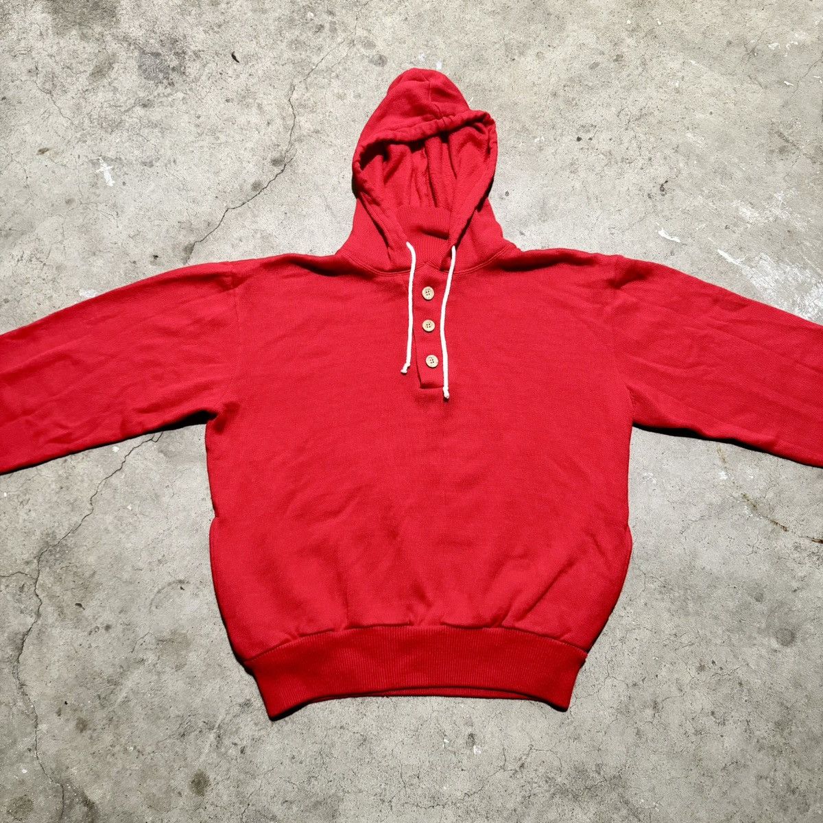 Vintage VINTAGE 80s RED ACRYLIC HOODIE! Size US M / EU 48-50 / 2 - 4 Thumbnail