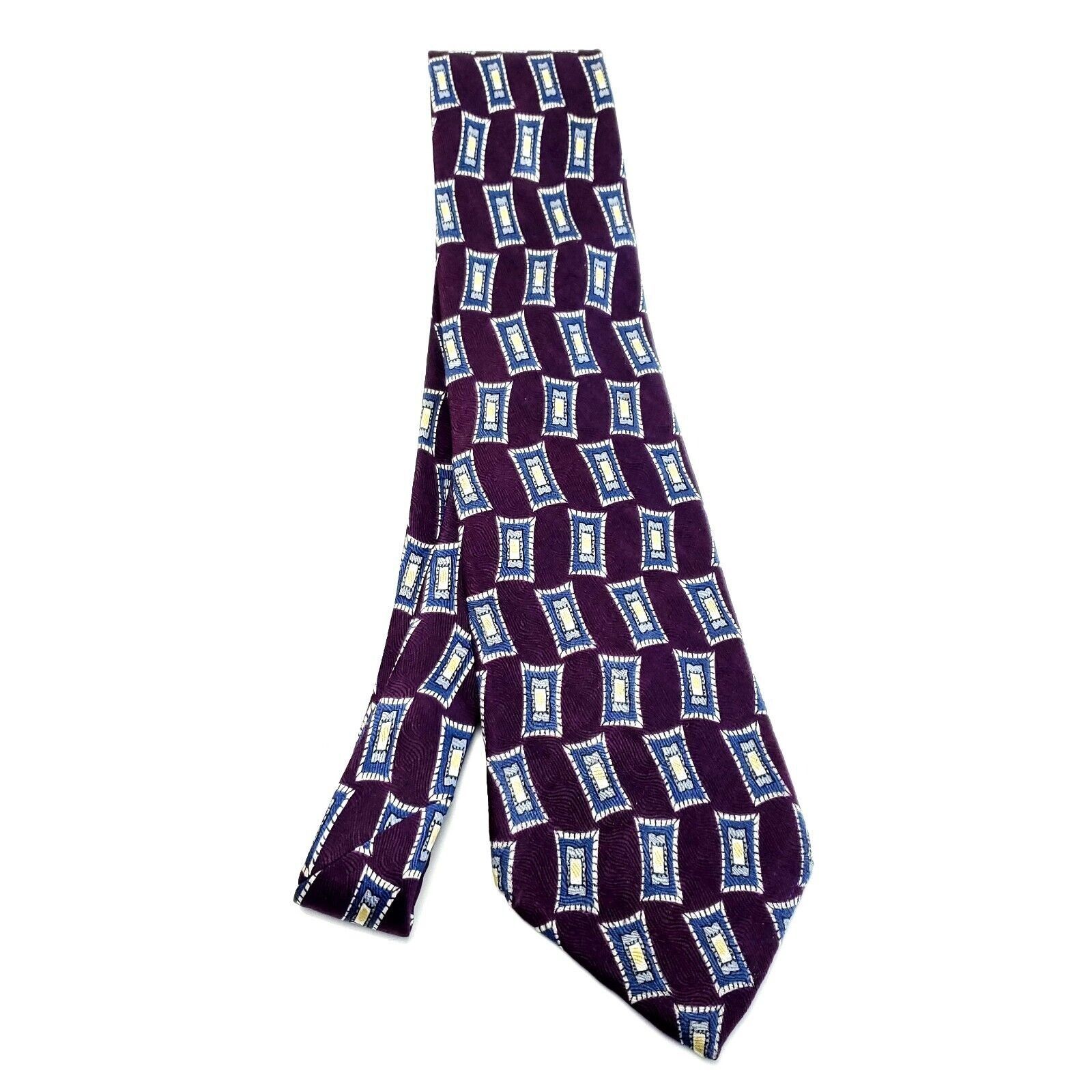 Lands' End Land's End Silk Tie Wide Print Purple Geometric Size ONE SIZE - 6 Thumbnail