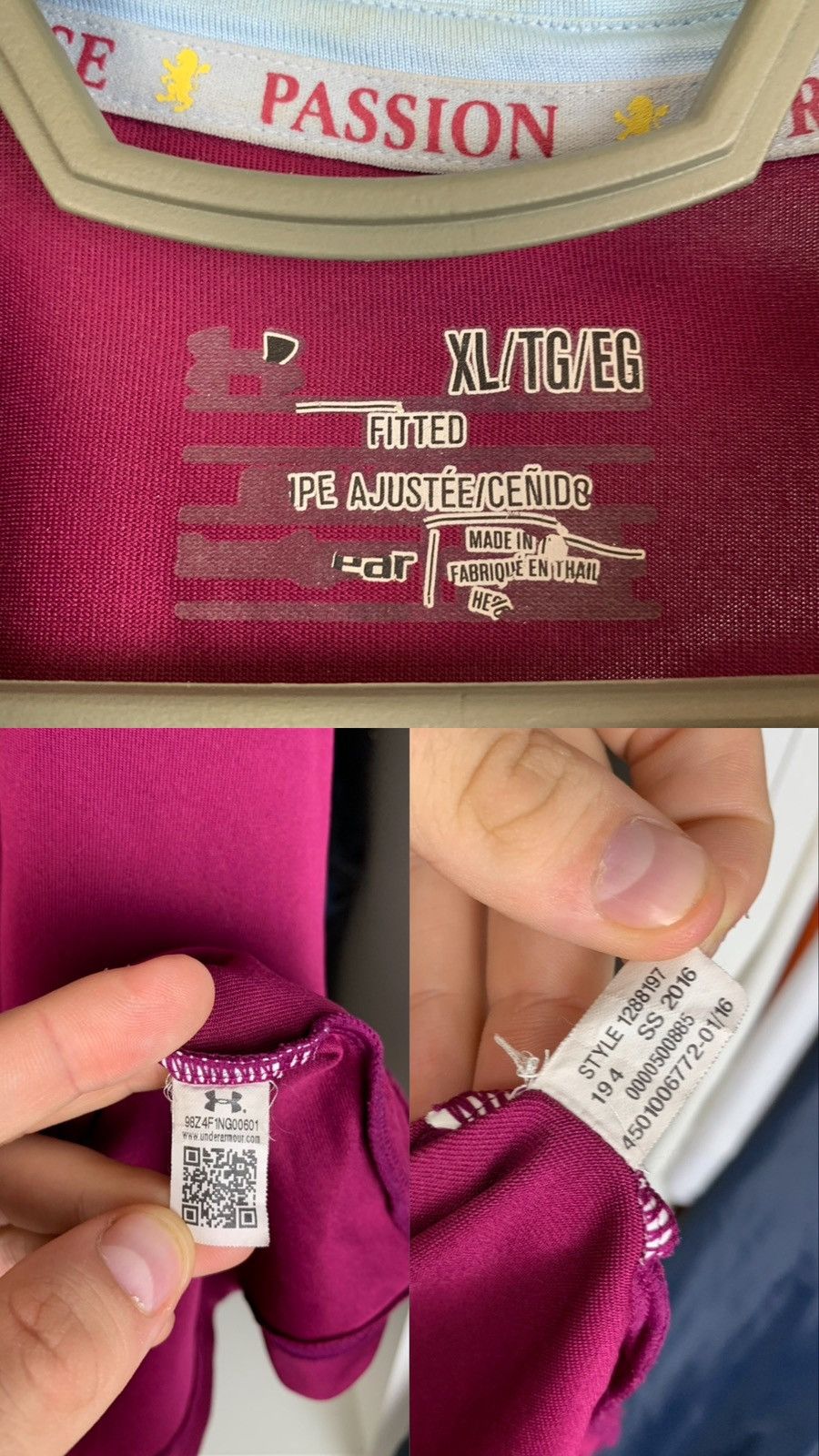 Under Armour Under Armour Aston Villa 2016 2017 Soccer Football Jersey Size US XL / EU 56 / 4 - 5 Thumbnail